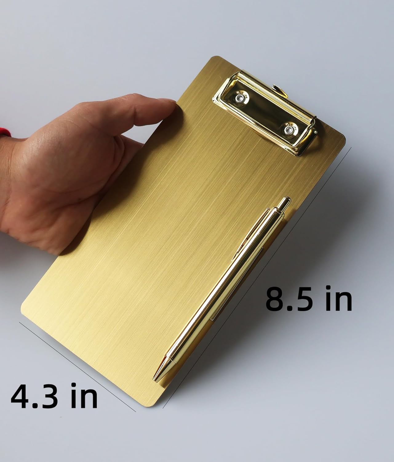 Stainless Steel Magnetic Clipboard with Pen - Multiple Sizes, Magnetic Design, Essential for Office and Home (4.3 x 8.5 Inches)