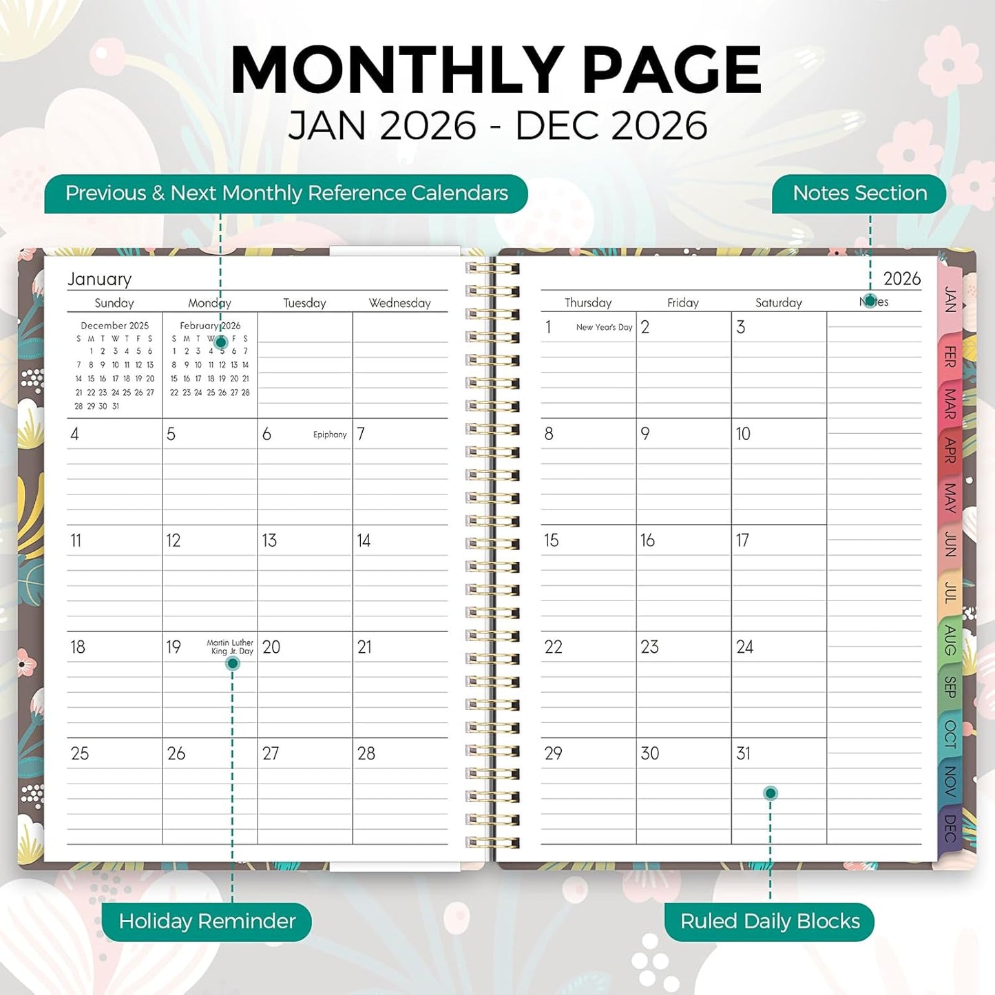 Planner 2026, 8.5" x 11" Monthly & Weekly Planner with Tabs, JAN - DEC 2026, Goal Setting & Time Management Organizer for Professionals & Students