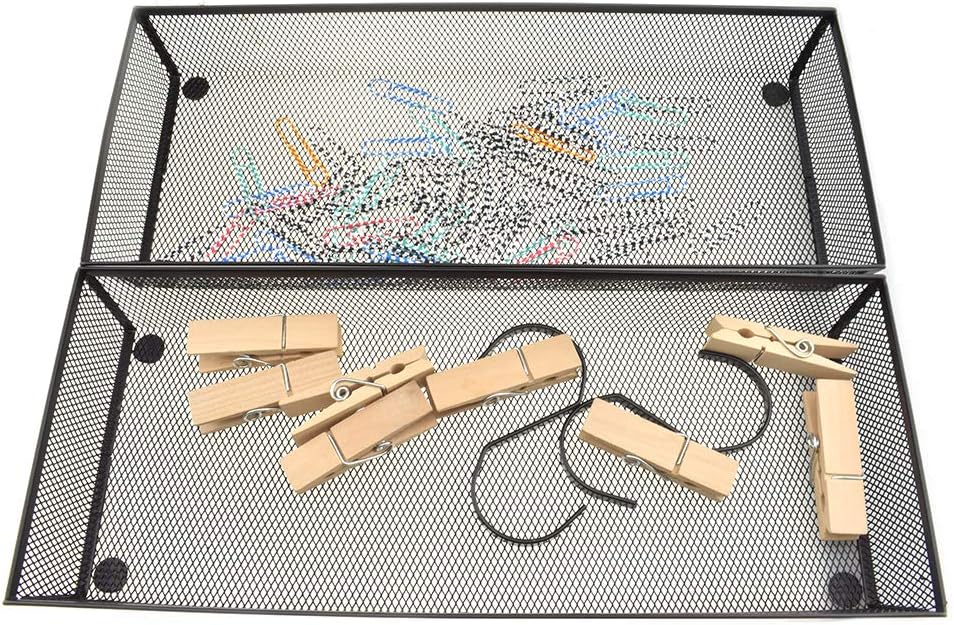 HAHIYO Stackable Mesh Tray Cup 15 x 6 x 2 inches Sturdy Container for Desk Drawer Organizer Collection for Home Office School kitchen Soft Foam Feet No Sharp Edges 1 Pack Black