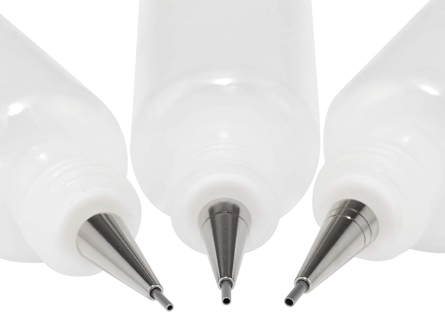 Flo Line Precision Tip Applicator Bottle - Fine Tip Squeeze Bottles for Fluid Media, Inks, Acrylics, Watercolor, Quilling, Paint Bottles with Tip Pack of 6 - 0.5oz bottles w/ 0.5, 0.7, 0.9 Metal Tips