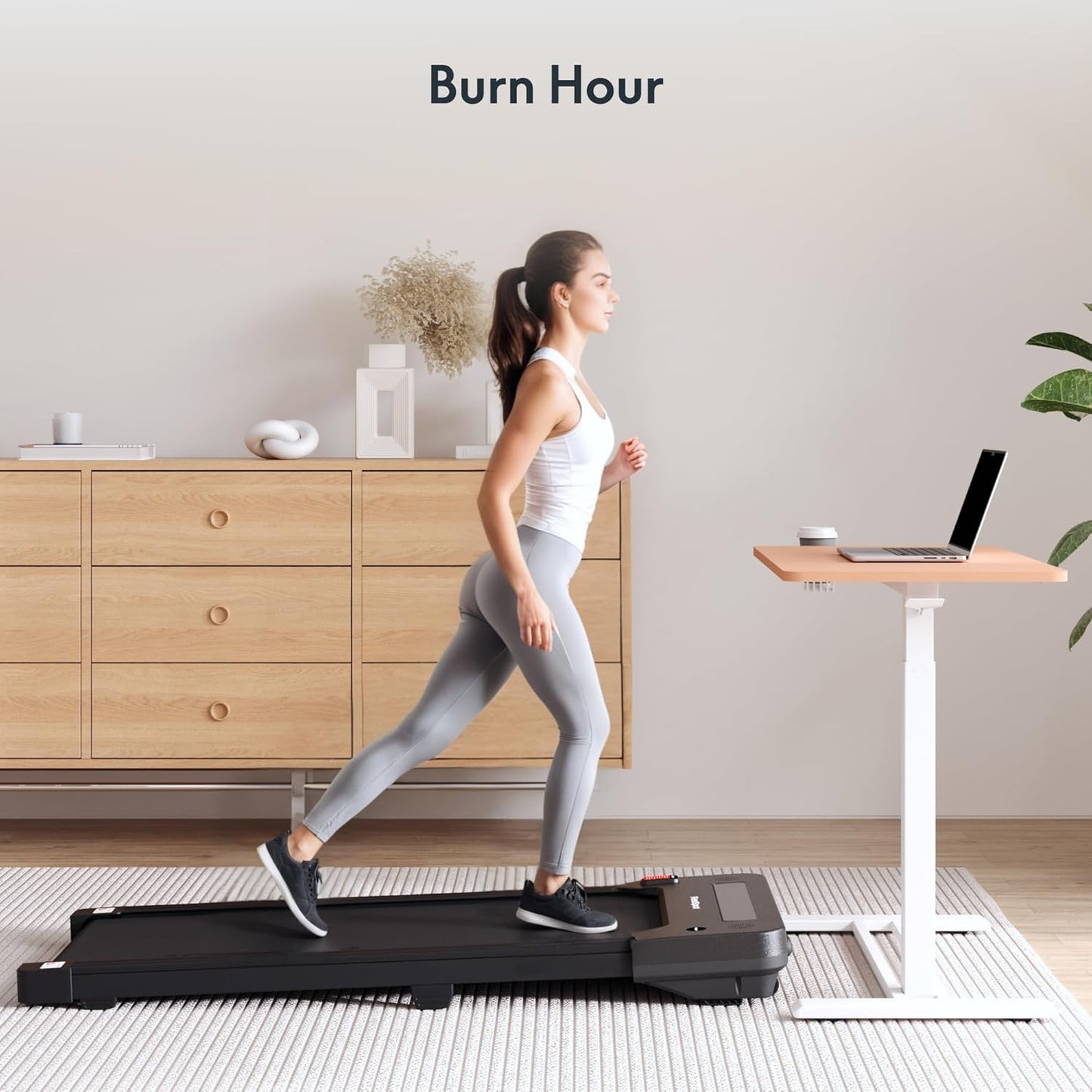 FLEXISPOT Mobile Standing Desk with Wheels Pneumatic Laptop Desk Rolling Computer Cart Movable Height Adjustable Small Sit Stand Computer Workstations Home Use（31.5" W x 17.7" D,Pink