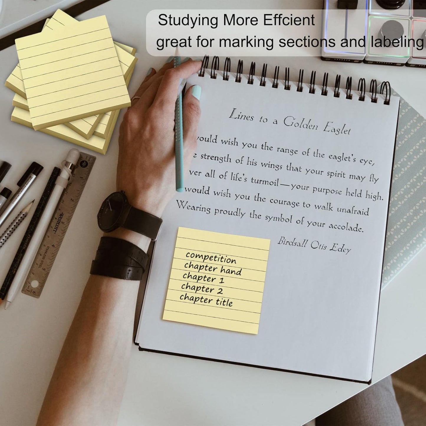 48 Pack 3840 Sheets Lined Sticky Notes 3X3 in Ruled Self Sticky Note Pads 80 Sheets/pad Colorful Sticky Notes with Lines Post Notes for Office, Home, School, Meeting