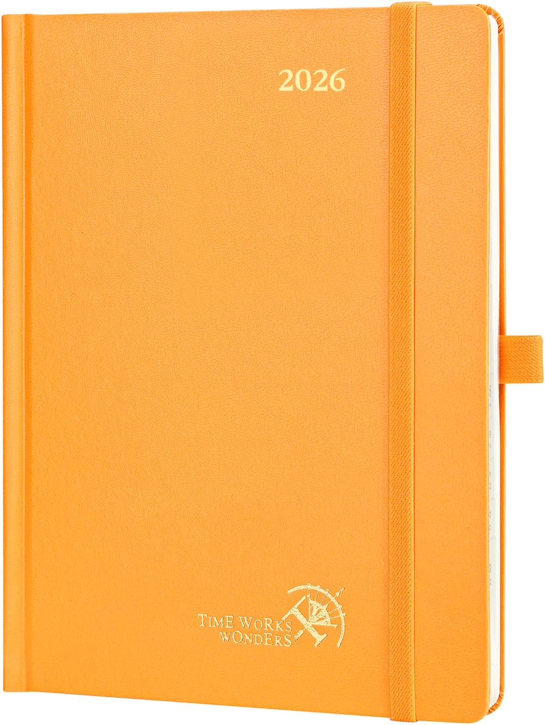 POPRUN 2026 Planner (Medium Size 8.5''x 6.5'' Hardcover) - Daily Weekly and Monthly Calendar Agenda 2026 Appointment Book with Hourly Time Slots, Monthly Tabs, 100 GSM - Orange