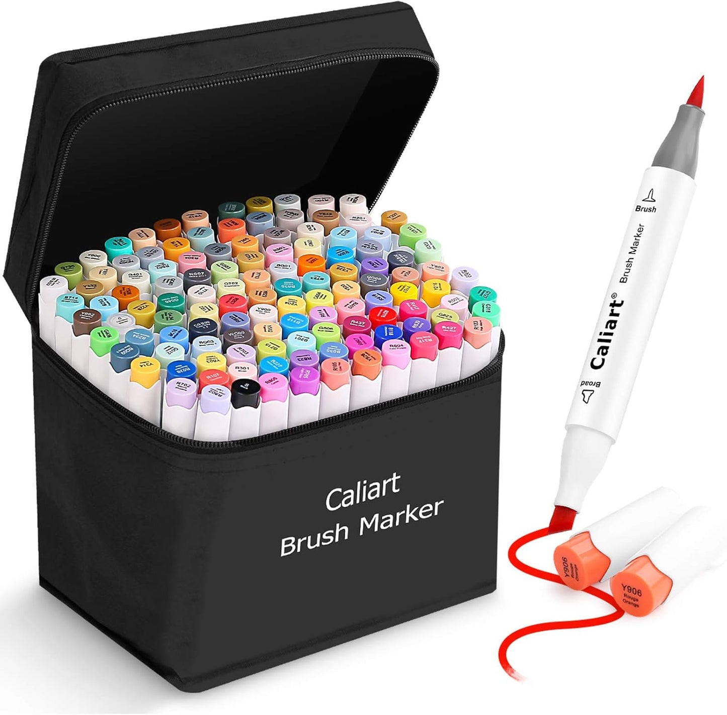 Caliart Alcohol Brush Markers, 121 Colors Dual Tip Artist Brush & Chisel Tip Sketch Art Markers, Aesthetic Cute Preppy Stuff School Supplies, Pens for Lettering Cards Drawing Mothers Day Gift for Mom
