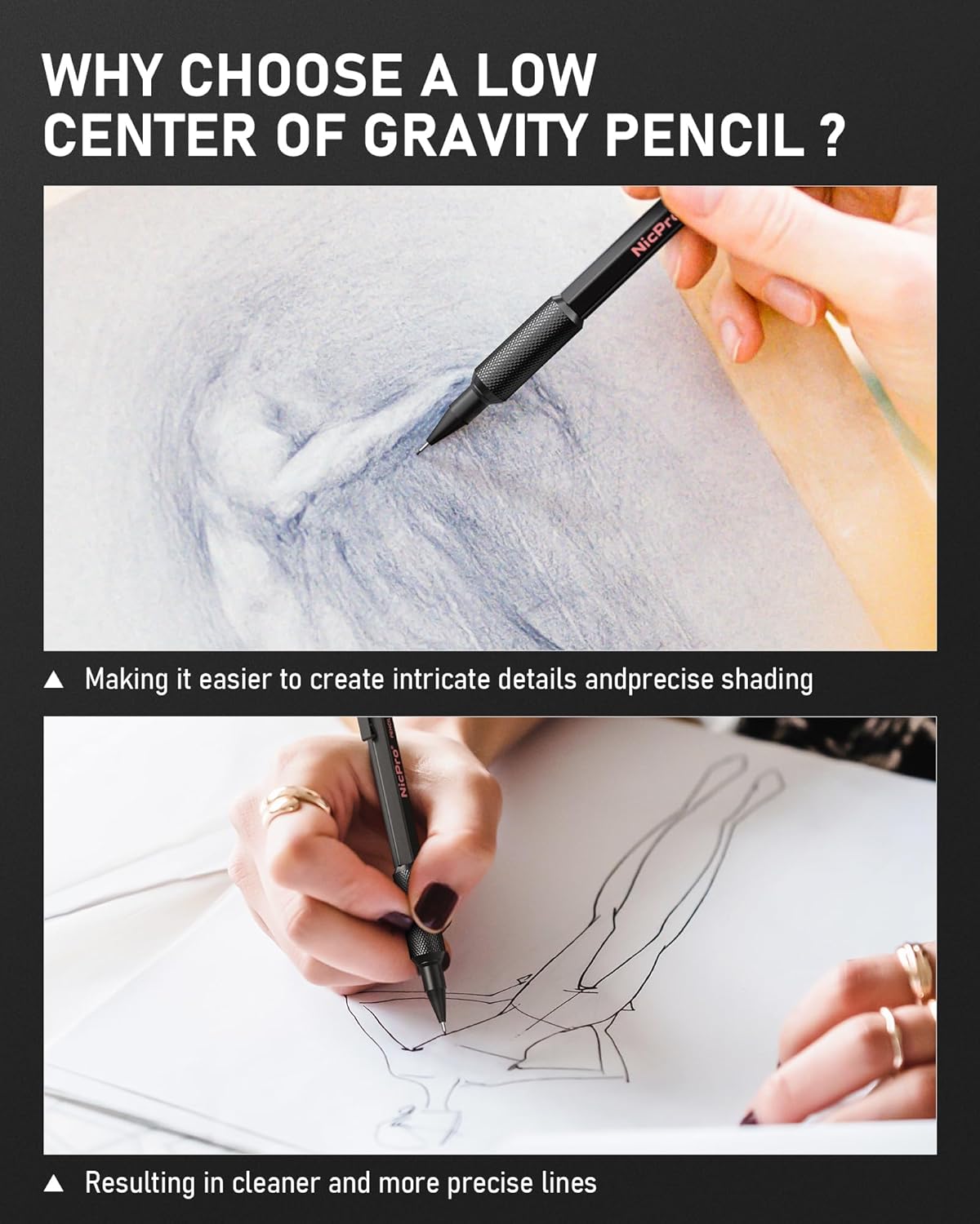 Nicpro 0.5 mm Mechanical Pencil Set with Case, 3PCS MP2000 Metal Artist Mechanical Pencil With 6 Tube HB Lead Refills, Eraser, Weatherproof Barrel for Outdoor Writing Drafting Drawing Sketching