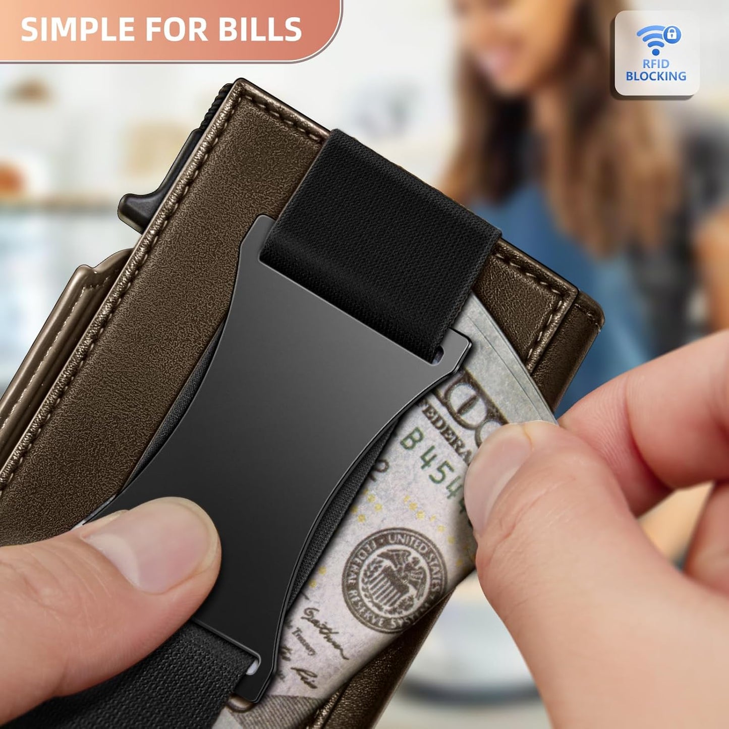 KEMISANT Airtag Wallet Men Gift,Mens Slim Front Pocket Wallet Money Clip Standard or Apple Airtag Use 3.8"×2.8"×0.9"