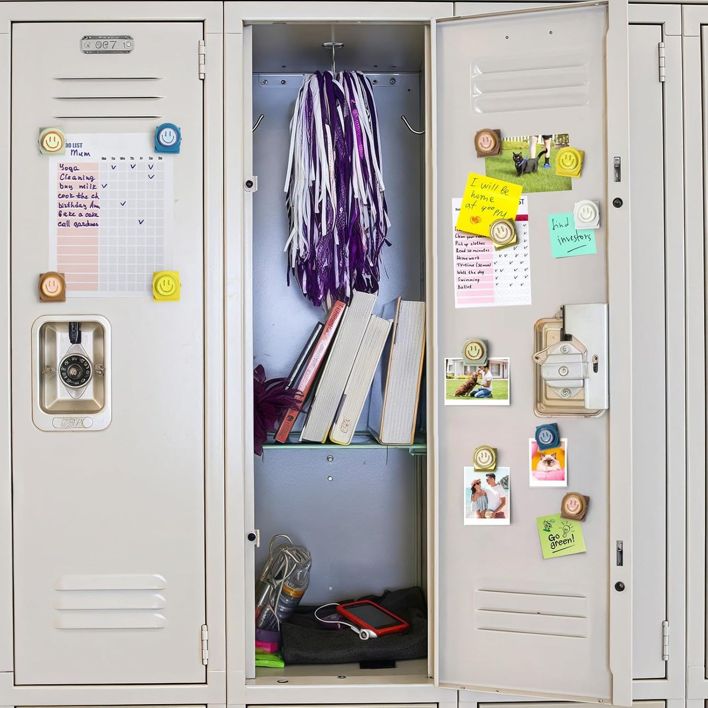 6Pcs Fridge Magnets Refrigerator Magnets, Neon Resin Happy Faces Magnetic Clips for Whiteboard Locker Classroom Magnets Teacher Must Haves School Supplies Accessories