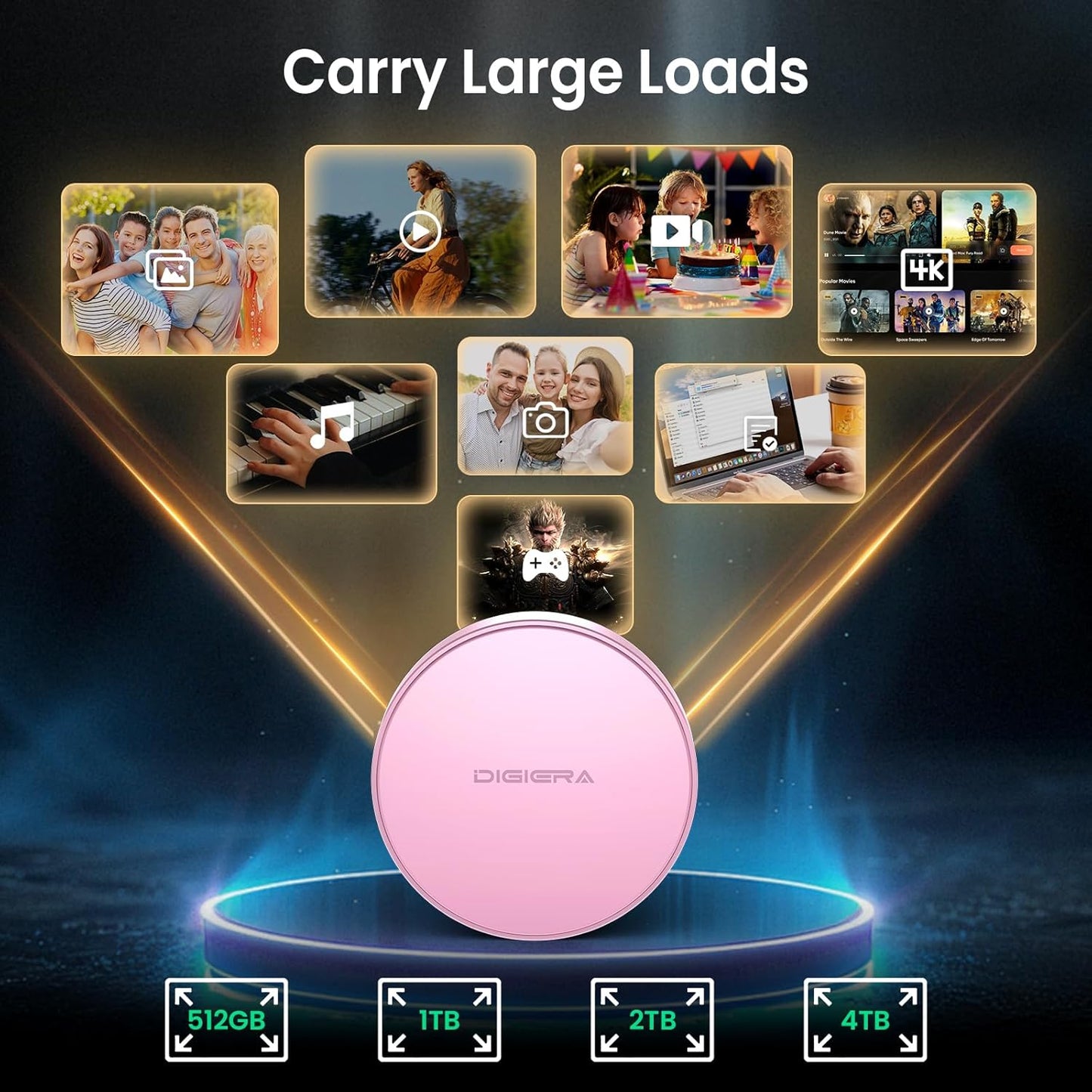 IGIERA 1TB Magnetic Portable SSD, External Solid State Drives with USB-C 3.2 Gen 2x2, Speed Up to 2000MB/s, Compact & Durable, Compatible with iPhone 15/16 Series and Other USB-C Devices, Pink