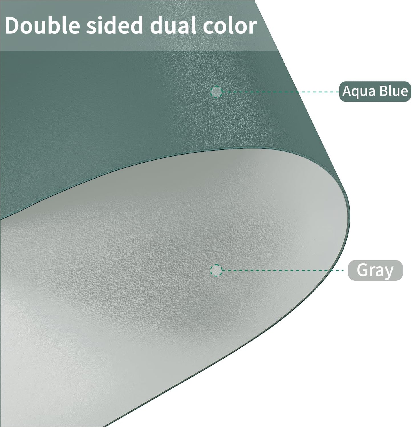Leather Desk Mat,1.8mm Thick,15.75x63 Inch Desk Cover,Desk Protector Mat,Dresser Cover Top,Desktop Cover,Dresser Cover Top for Bedroom,Table Protector Mat(Aqua Blue+Gray,15.75x63)