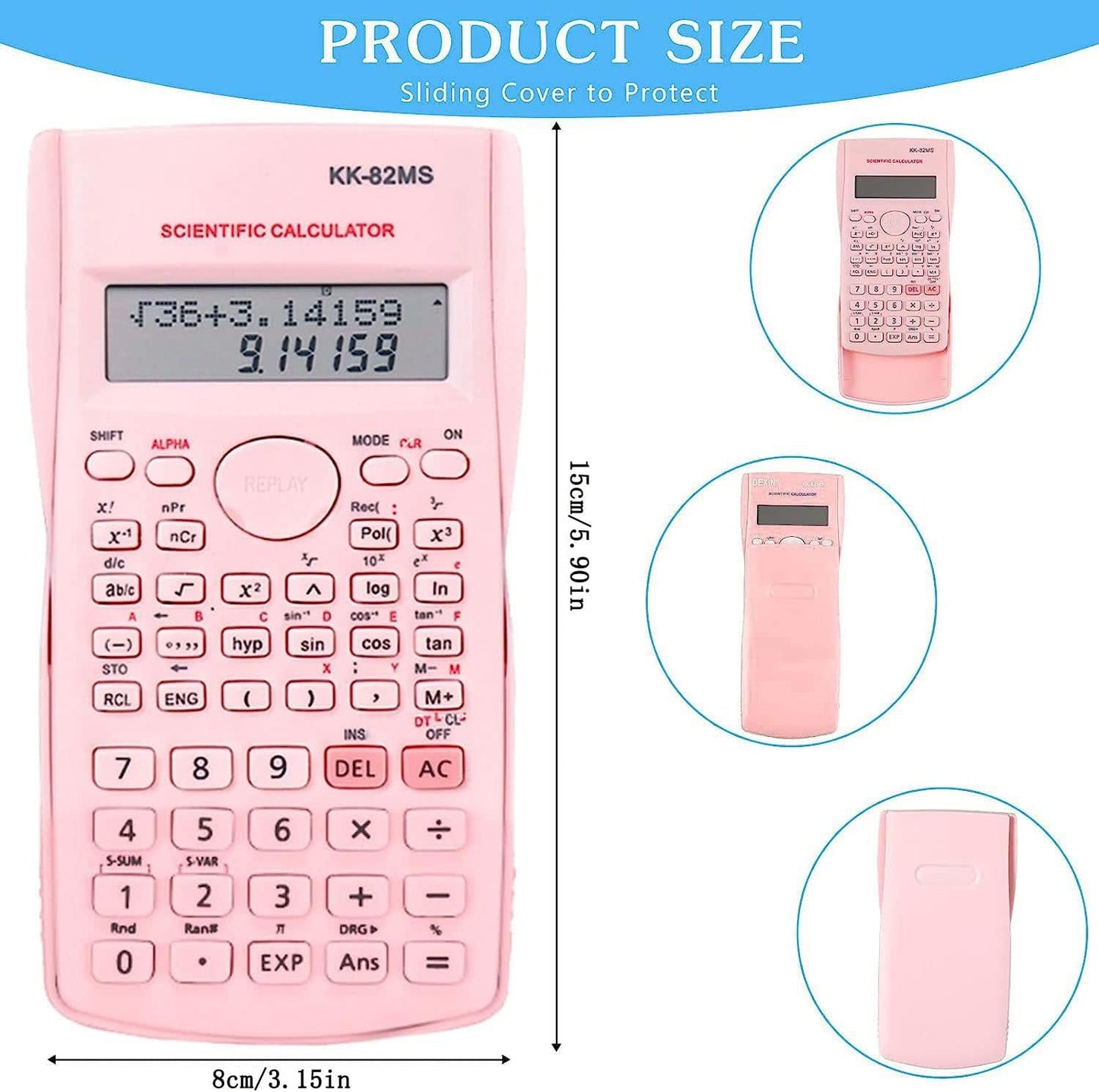 Scientific Calculators Desktop, Scientific Calculators for Students, Scientific Calculator 240 Functions 2 Line 10+2 Digits, Desk Math Calculator for School (Pink)