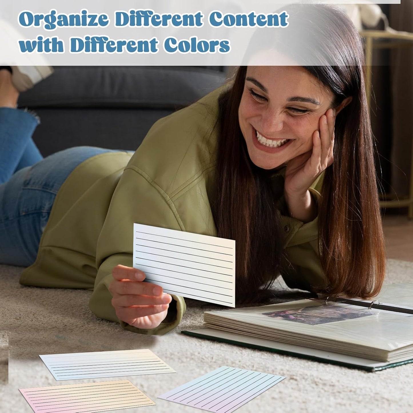 600 Pack Ruled Index Cards 3x5 Gradient Colored Index Cards Heavy Weight Note Cards 180gsm Flashcards Double Sided Notecards Lined Recipe Cards for Studying Drawing