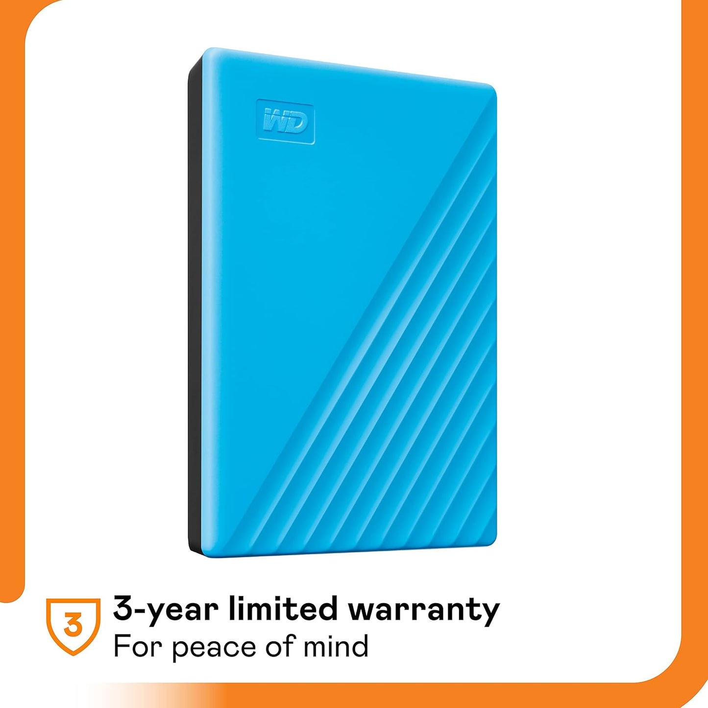 WD 2TB My Passport, Portable External Hard Drive, Blue, backup software with defense against ransomware, and password protection, USB 3.1/USB 3.0 compatible - WDBYVG0020BBL-WESN