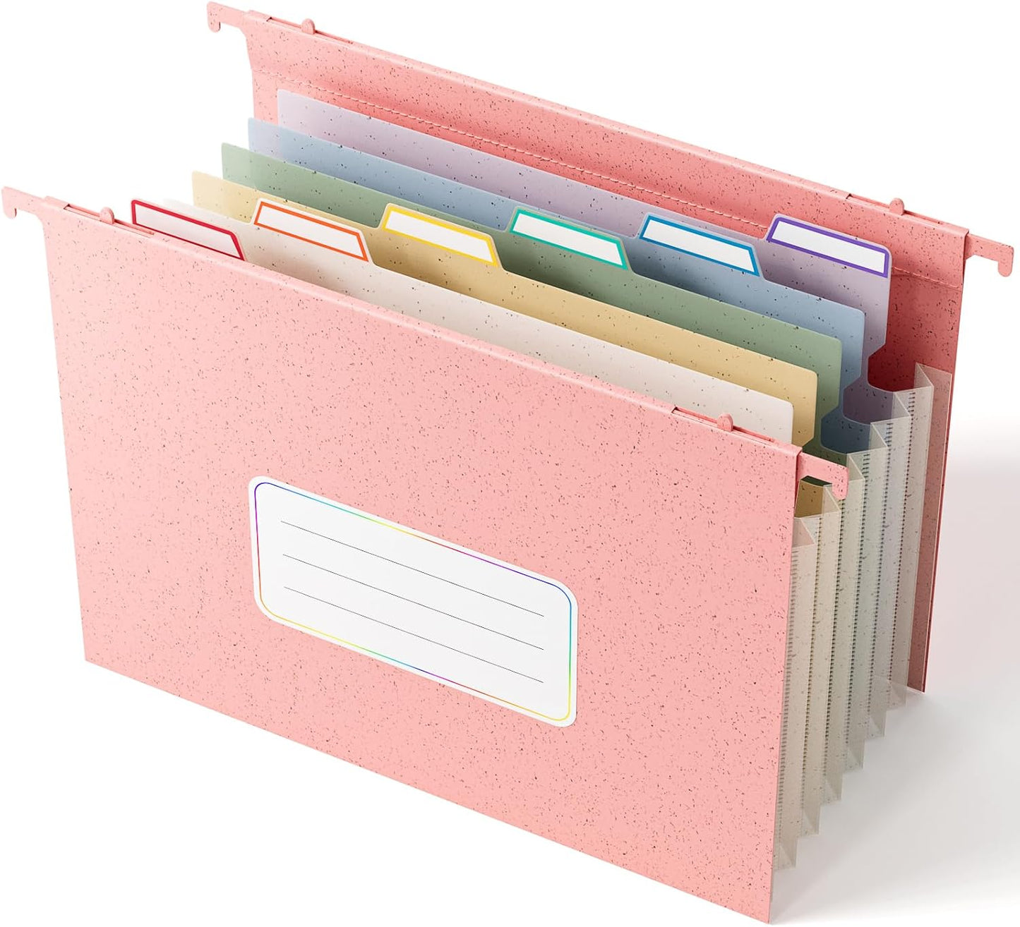 Wheat Straw Expanding Hanging File Folders,1.2" Accordion Pockets File Organizer, Large Capacity,Letter Size for Filing Cabinet,100% BPA Free, Return to Nature, Healthy Living-Strawberry Pink