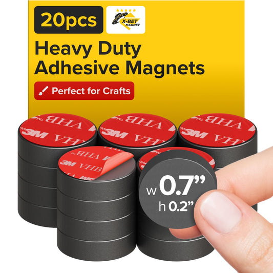 X-Bet Strong Magnets - Round Heavy Duty Craft Magnets with Adhesive Backing, 20pcs - 0.7 Inch