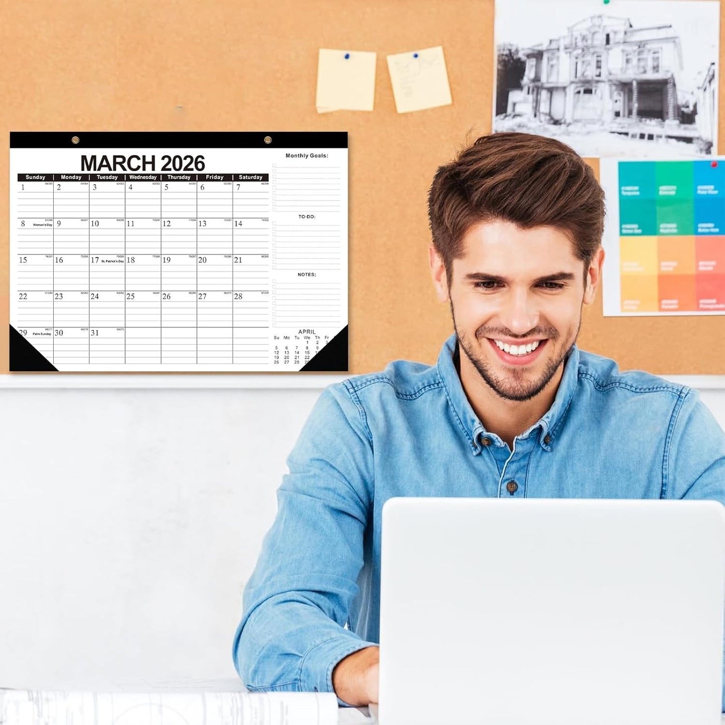 2026-2027 Desk Calendar, 18 Months Desk Calendar Jan 2026 - Jun 2027, 17" × 12" Desktop Calendar with Ruled Blocks, Corner Protectors, Thick Paper for Home Office