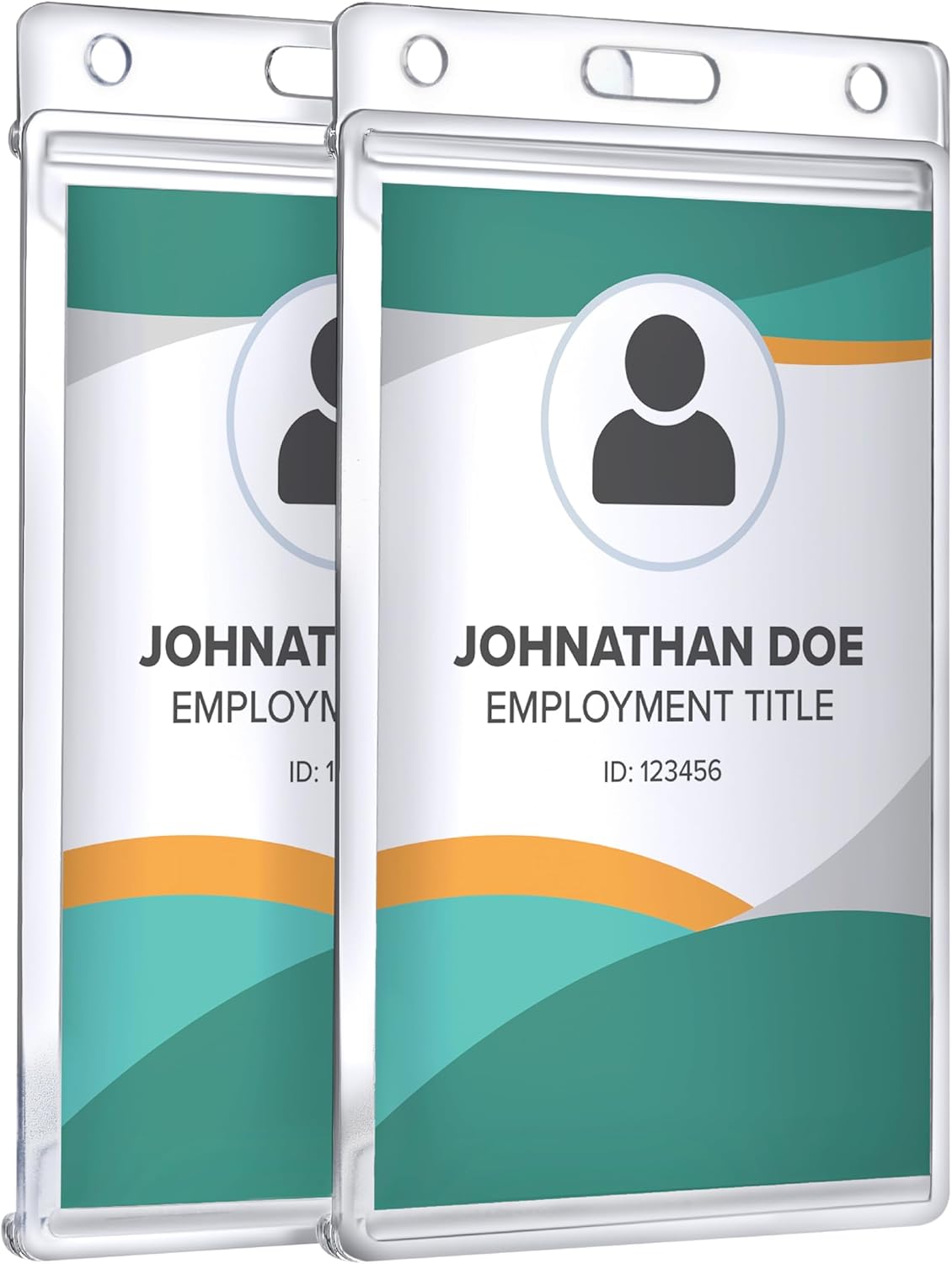 Will Well Vertical Badge Holder for Lanyards and Keyrings - Hard Transparent 4.13" x 2.44" Protector for IDs, Cards, and Cash, Fits in Pocket, with 3 Mounting Holes for Easy Display - 6-Pack, Clear