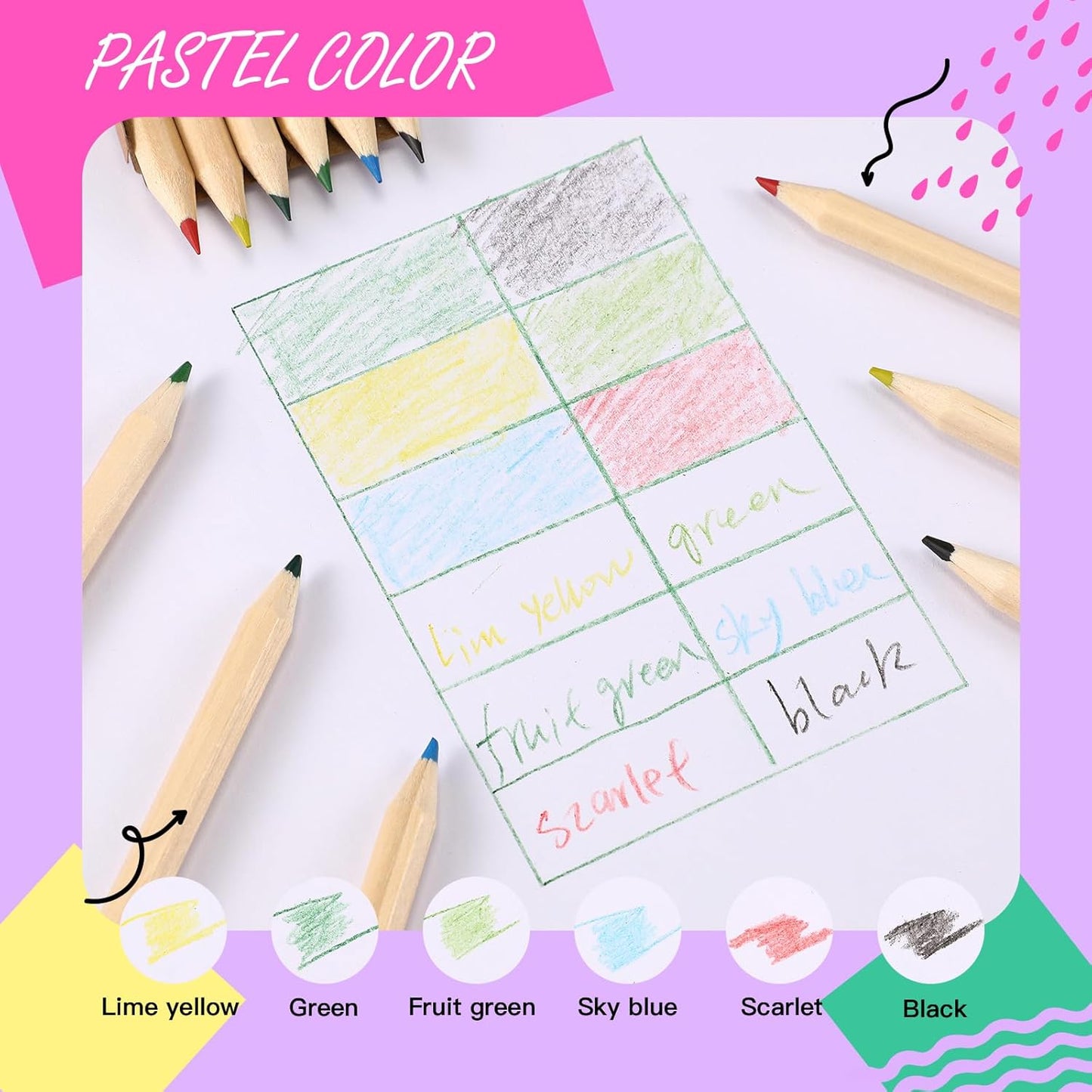 Faccito 100 Packs Mini Drawing Colored Pencils for Kids 3.5 Inch Portable Short Fat 6 Different color Pre Sharpened Pencils in Bulk for Children Painting Classroom School Supplies