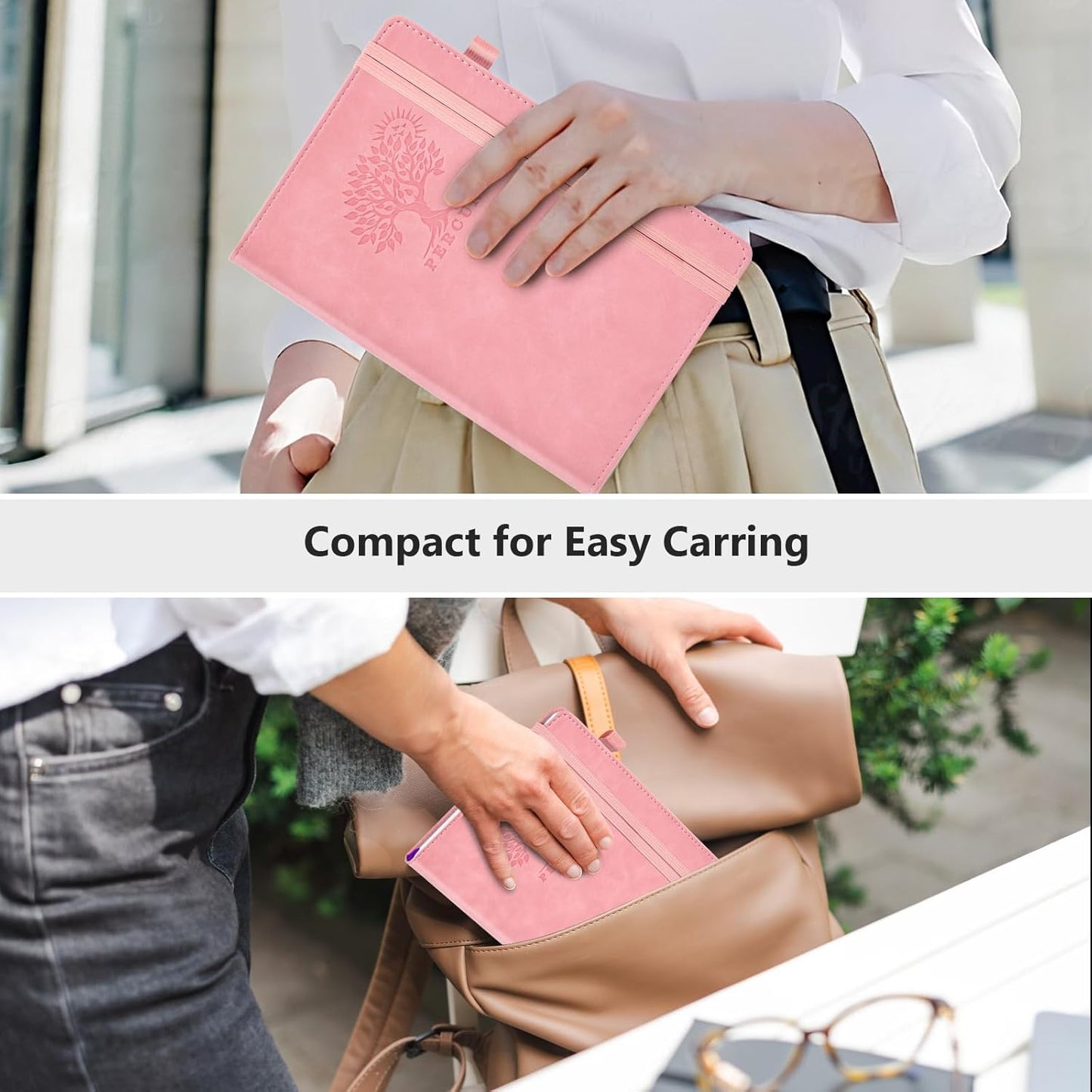 Lined Journal Notebook for Men & Women, 160 Pages College Ruled Journal for Writing, A5 Hardcover Leather Notebooks for Work, School, Business, Travel, Daily Diary 5.9" x 8.5" - Pink