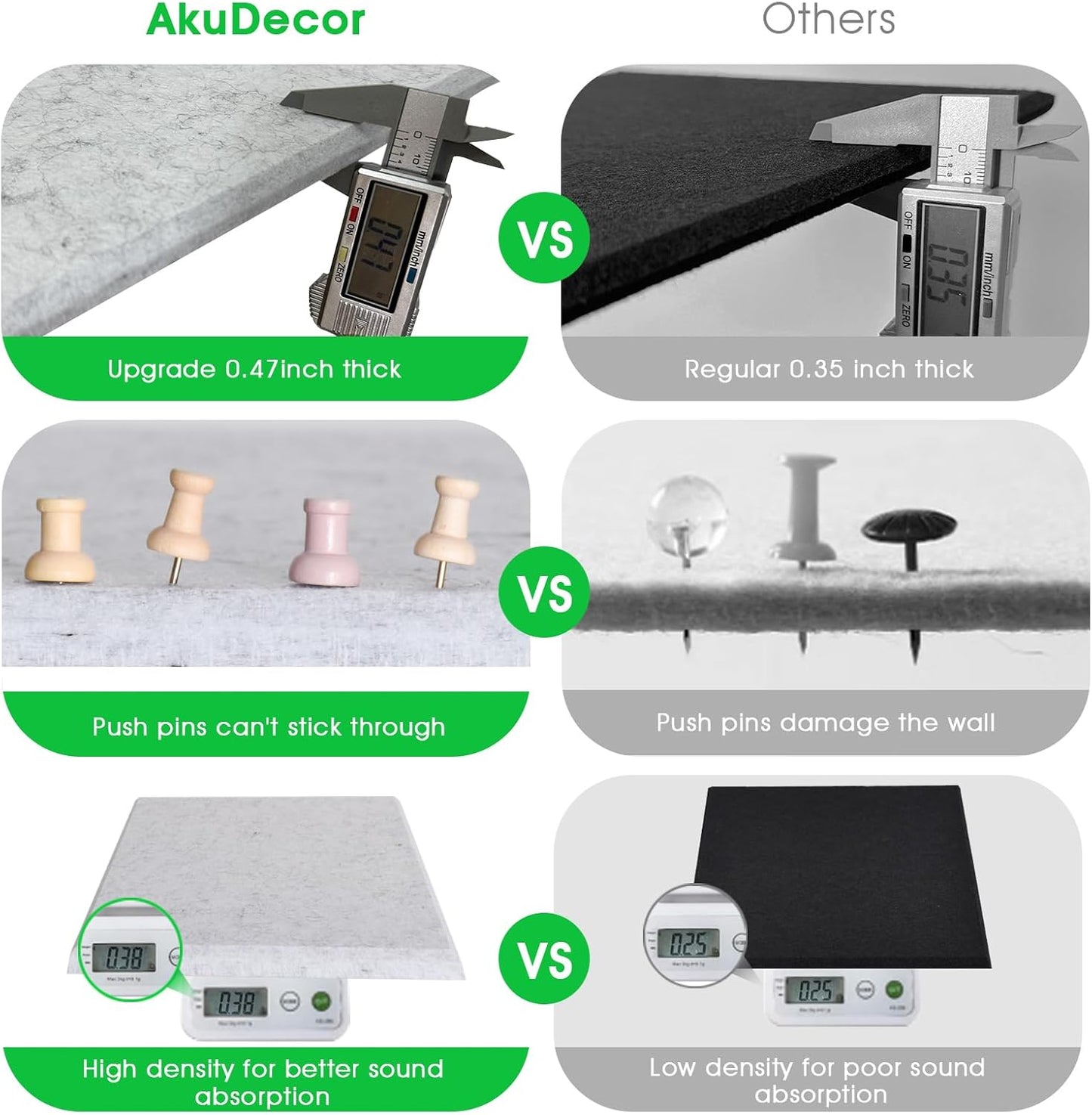 Large Cork Board for Office Wall Decor,48"x36"-12 Pack Felt Wall Tiles with Safe Removable Adhesive Tabs, 1/2" Thick, Felt Bulletin Board Pin Board Cork Boards for Walls - Light Grey