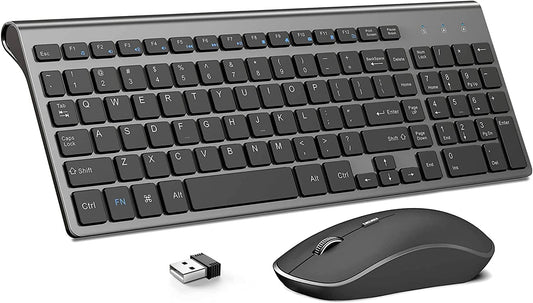 JOYACCESS Wireless Keyboard and Mouse,2.4G Ergonomic and Slim Wireless Computer Keyboard Mouse Designed for Windows, PC, Laptop,Tablet - Black Grey