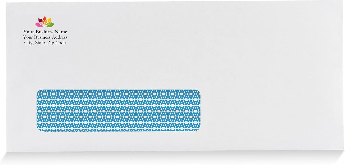 Aimoh 250#10 Custom Printed Single Left Window Self Seal Security Envelopes, Text and Logo Customization, Self Sealing Closure, Security Tinted, Size 4-1/8 x 9-1/2 Inches, 24 LB, 250 Count (72352-250)