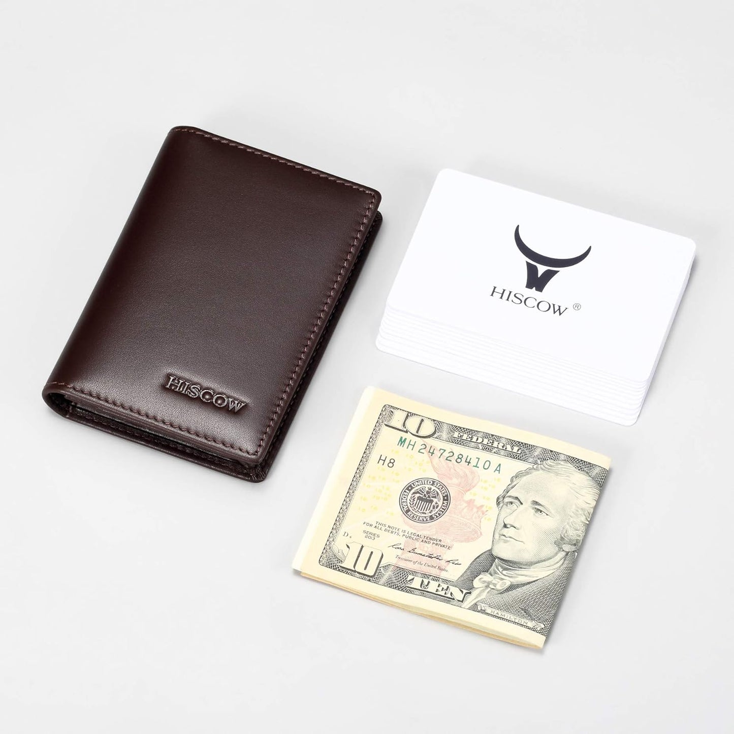 Leather Business Card Case Holder for Men & Women, Italian Calfskin