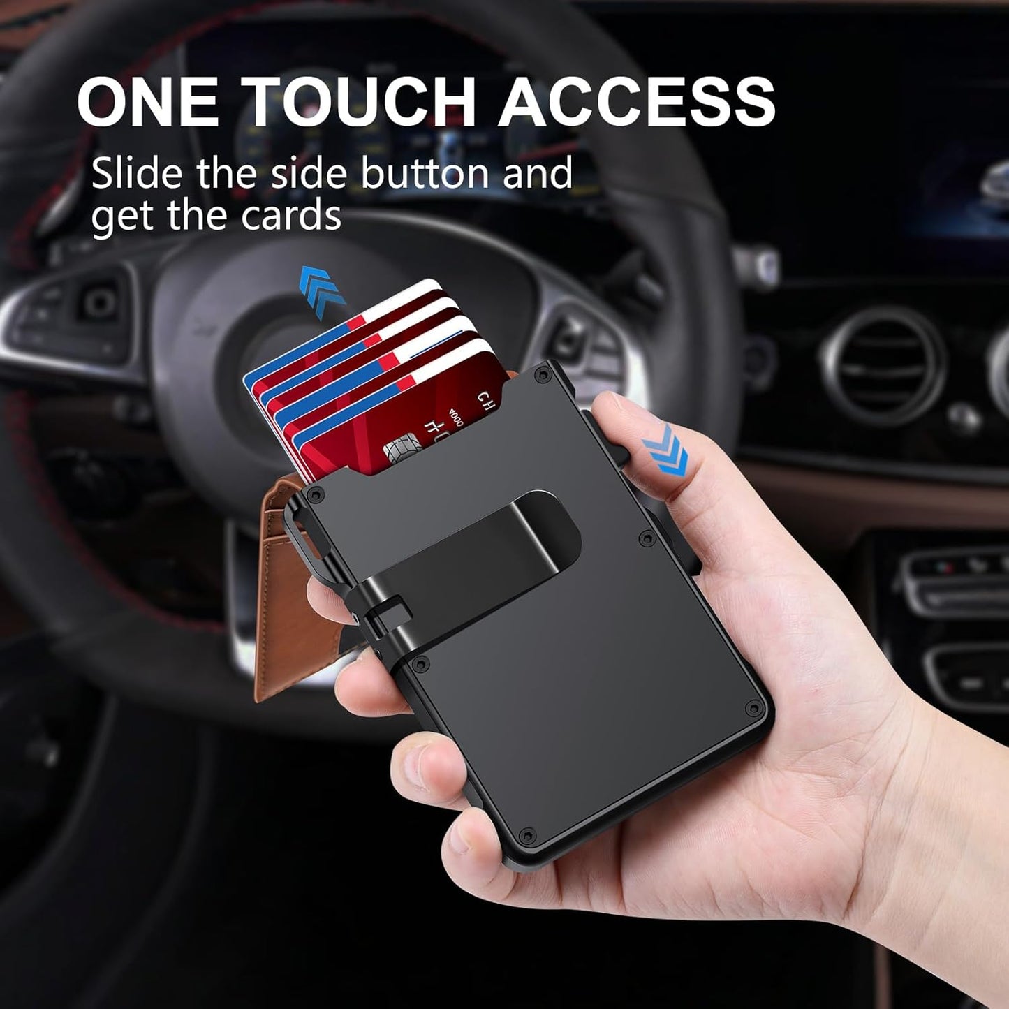 Airtag Wallet for Men, Mens Smart Wallet for Air Tag RFID Blocking, Minimalist Bifold Pop Up Aluminum Credit Card Case Holder 12+ Cards with ID Window, Gift for Men, No Airtag Included, Brown