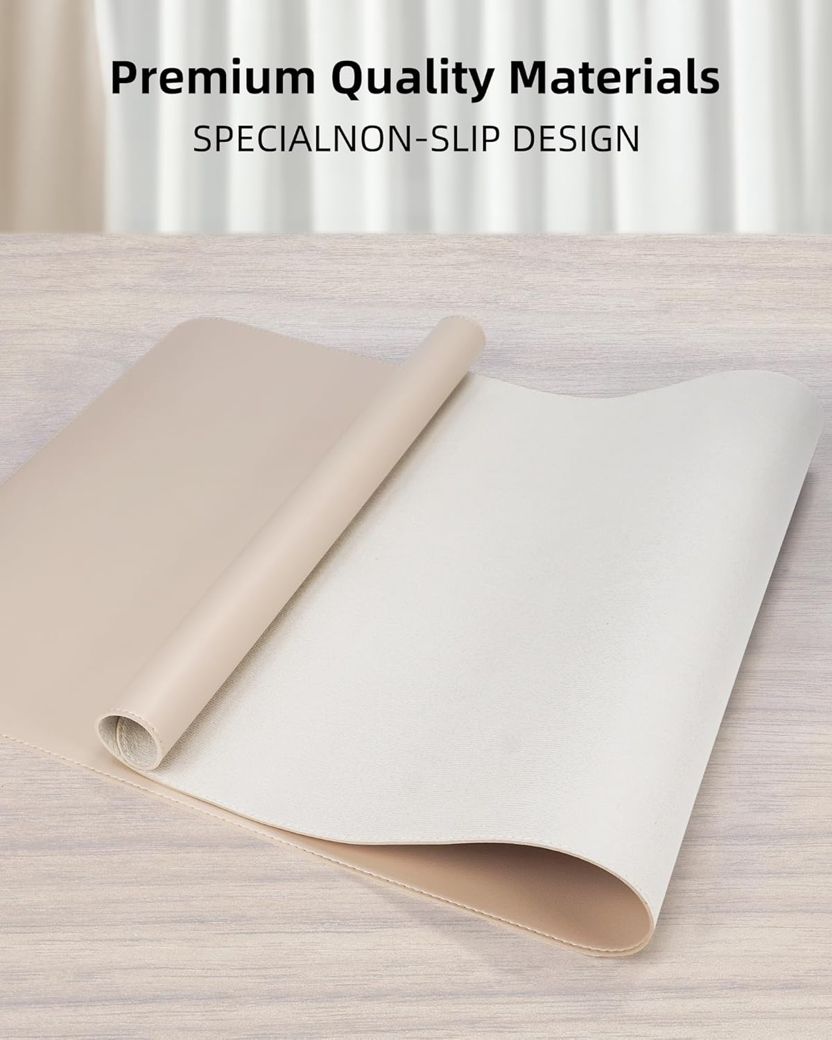 Non-Slip Desk Pad,Desk mat,Large Mouse Pad,Office Desk mat,Waterproof PU Leather Desk Blotter Mat,Laptop Desk Pad,Desk Writing Pad for Office and Home (Beige, 24" x 13.7")