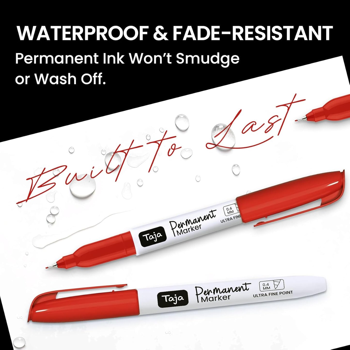 Permanent Markers Ultra Fine Tip, 30 Pack Red Quick-Drying and Fade-Resistant Permanent Markers Bulk Set for Writing and Drawing on Wood, Plastic, Metal, Glass, Ideal for Office School Supplies