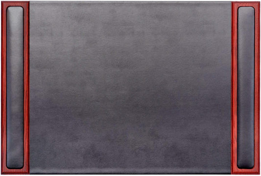 Dacasso Rosewood and Leather Desk Pad with Side-Rails, 25.5 by 17.25 Inch (P8002)