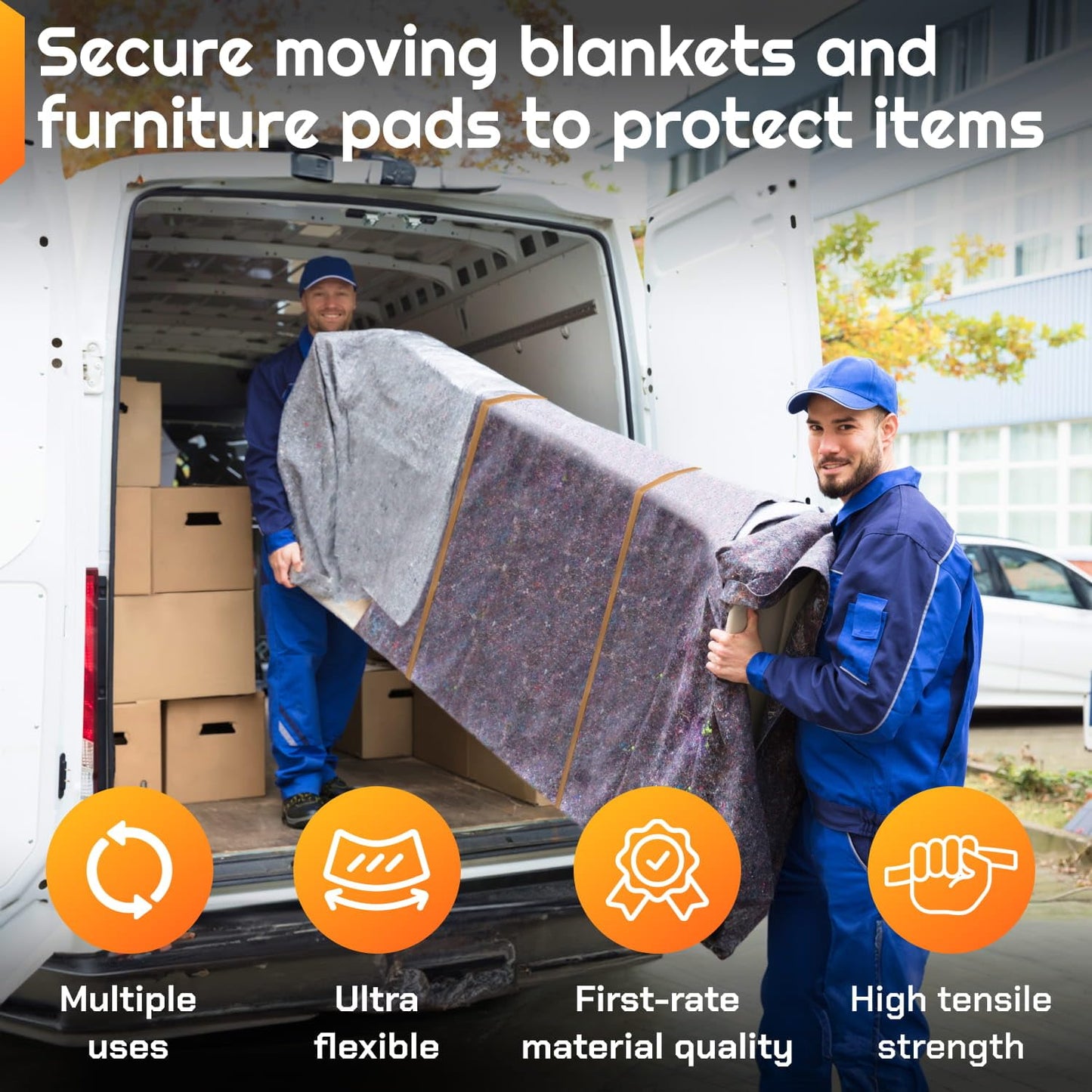 IDL Packaging 56" Strong, Elastic & Flexible Rubber Bands, Pack of 12, Beige - 2X Elasticity, 80% Natural Rubber - Extra Strong Mover Bands for Furniture, Boxes, Moving Blankets