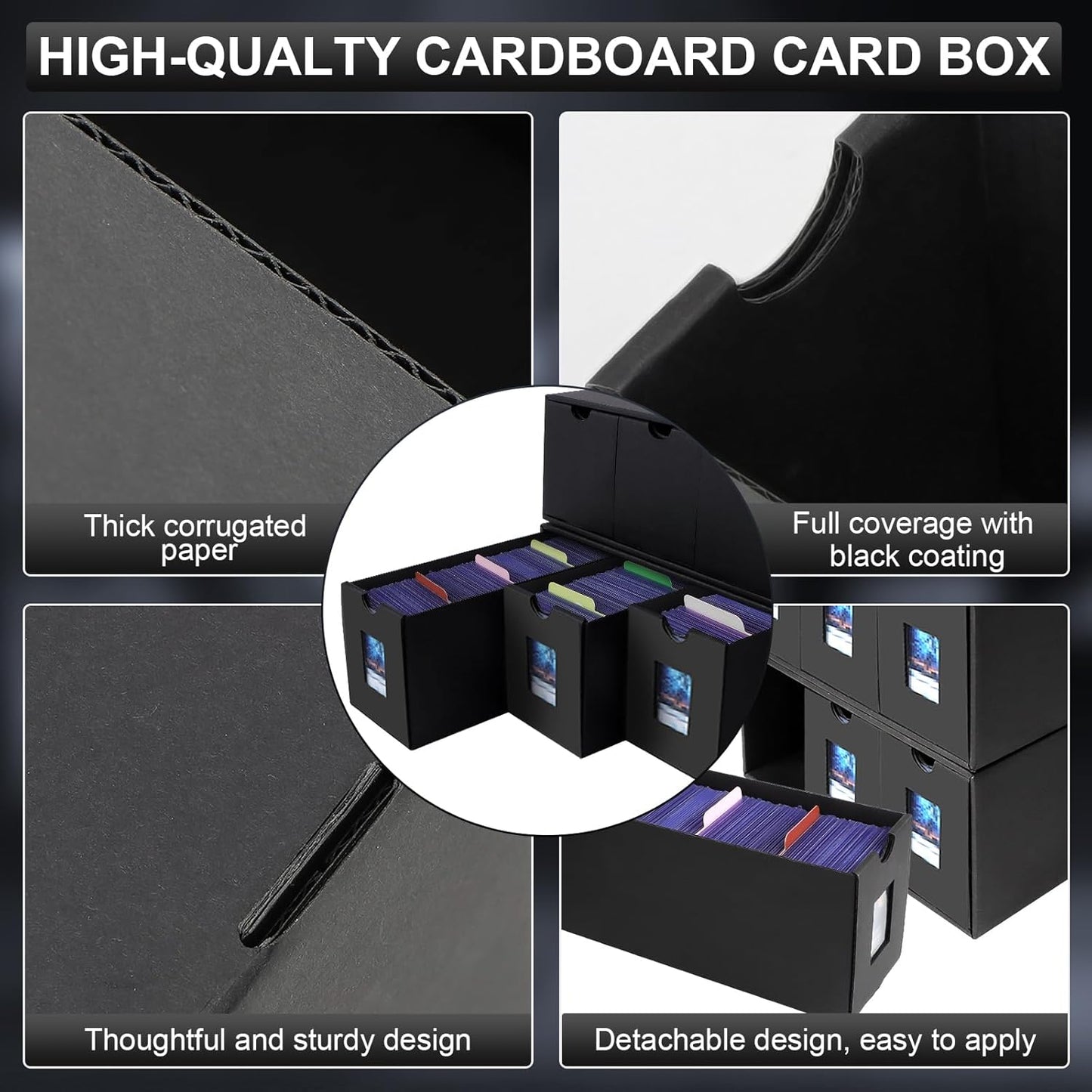 14400+ Card Storage Box, 2700+ Toploader Storage Box for Commander Display,with 72 Dividers, Labels & Tapes,Fit for TCG, PTCG, MTG