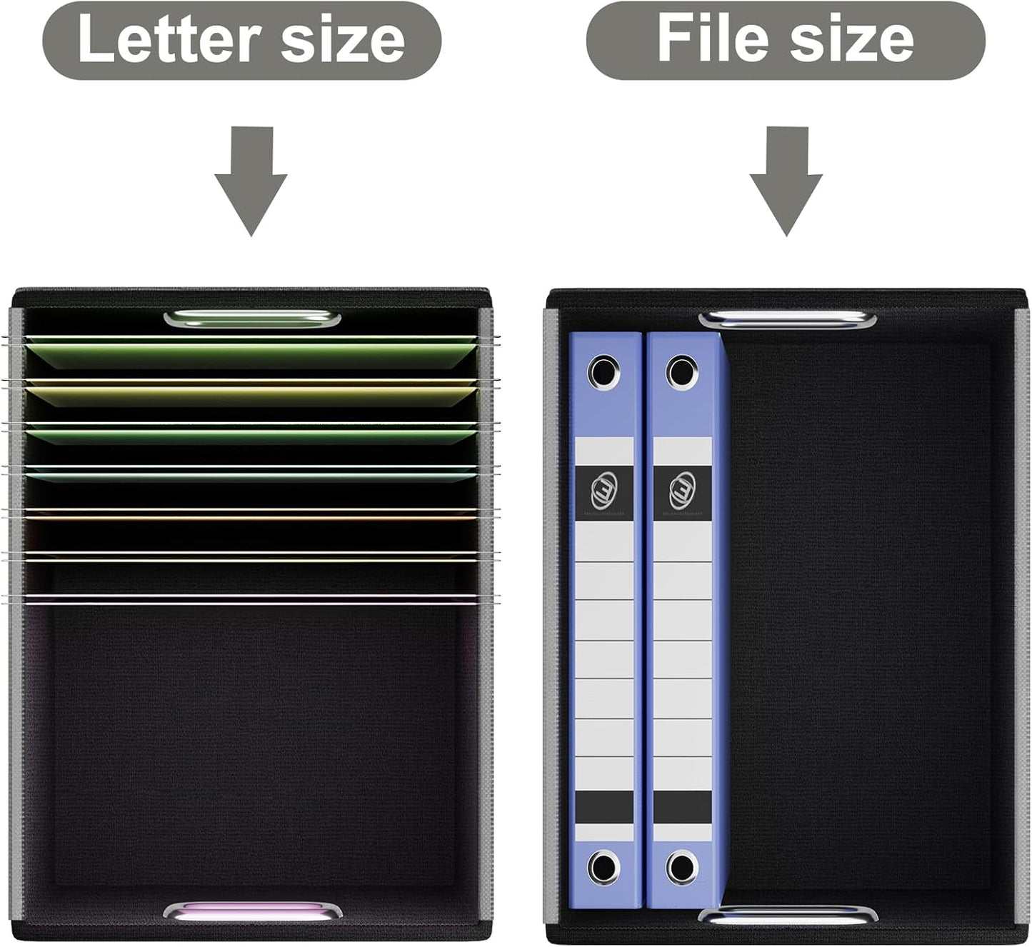 Huolewa Portable Leather File Organizer Boxes with Lids, Office Document Boxes Organizer, Filing Boxes, Decorative Small File Boxes for Hanging Files with Plastic Slide for Office/Decor/Home