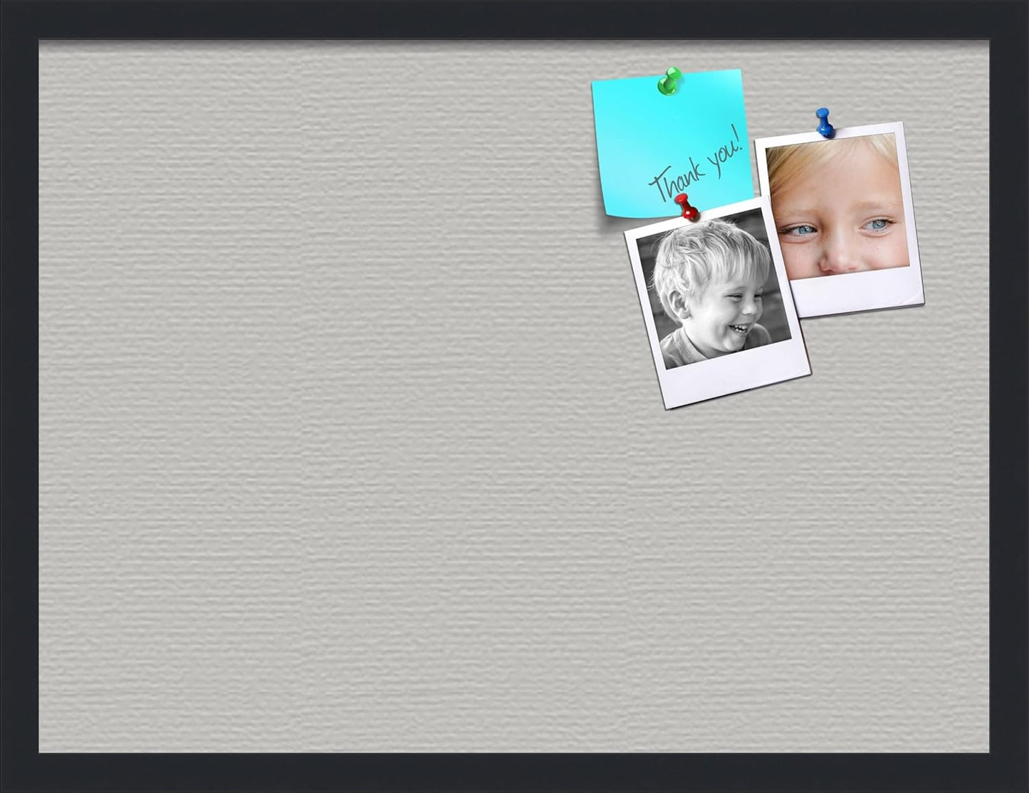 PinPix 24x18 Inch Cork Bulletin Board. This Decorative Framed Pin Board Comes with Light Stone Design and a Satin Black Frame. Ideal for Home Office Decor or Message Board (PinPix-1809)