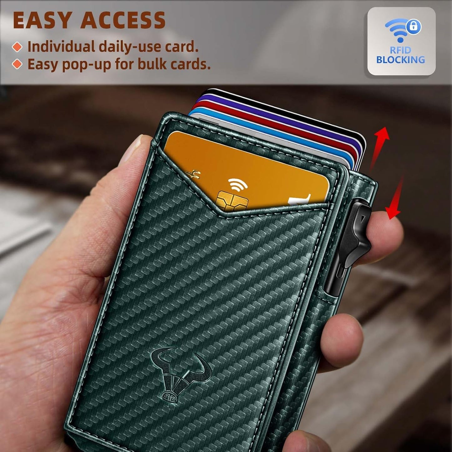 BULLIANT Men Wallet,Money Clip Wallet Slim For Gift Men 9Cards-Metal Credit Card Case in Magnetic Leather Flip