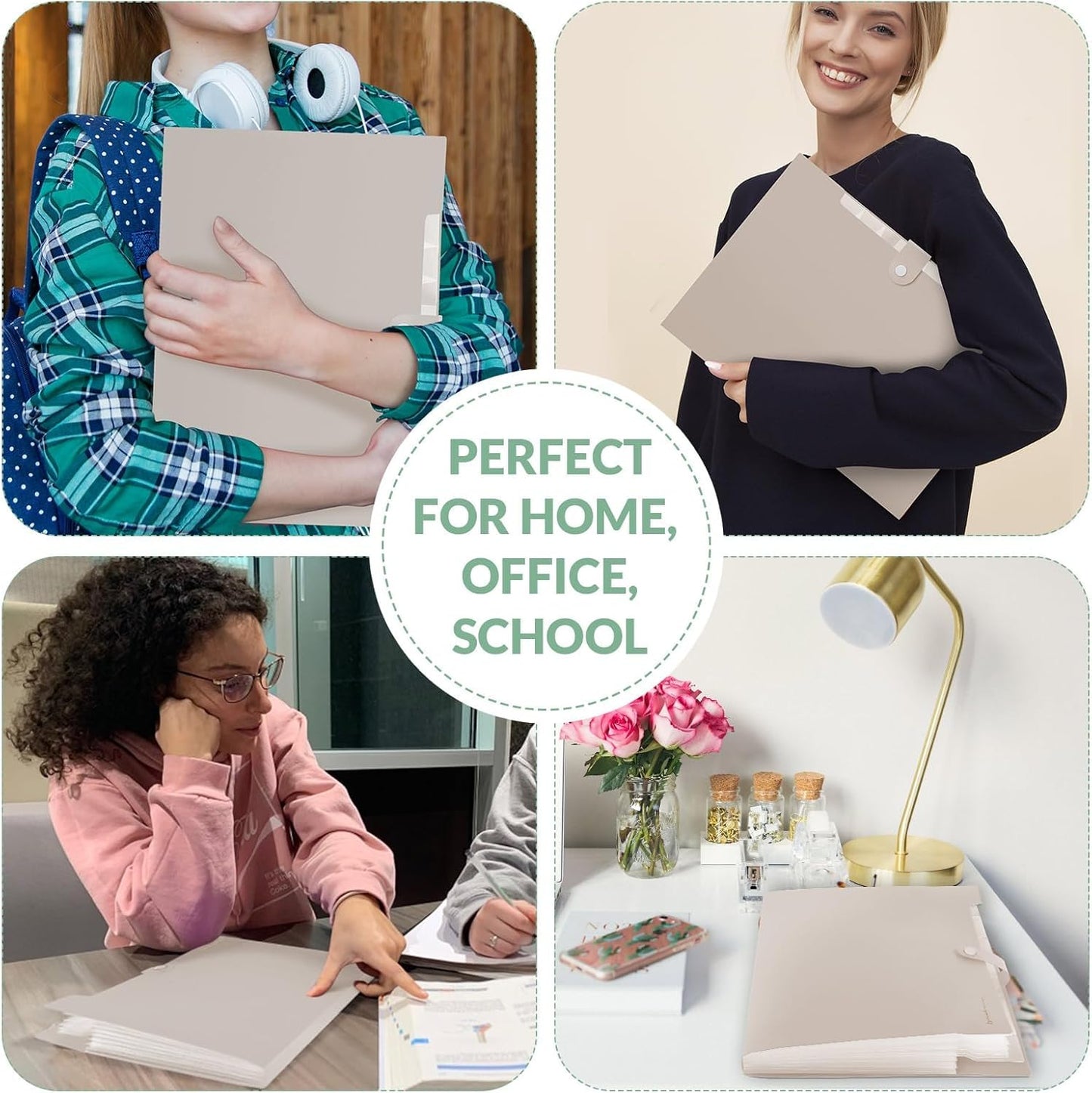 SKYDUE Expanding File Organizer with 8 Pockets, Accordion File Folders with Labels, Portable Document Paper Bill Receipt Organizer, Home College School Office Supplies, Letter Size,MilkTeaBrow