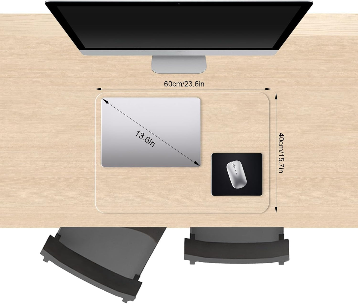 Clear Desk Mat, Non-Slip PVC Desk Protector Mat with Round Edge, Heat Resistant & Waterproof Clear Desk Writing Mat for Home and Office (23.6"*15.7")