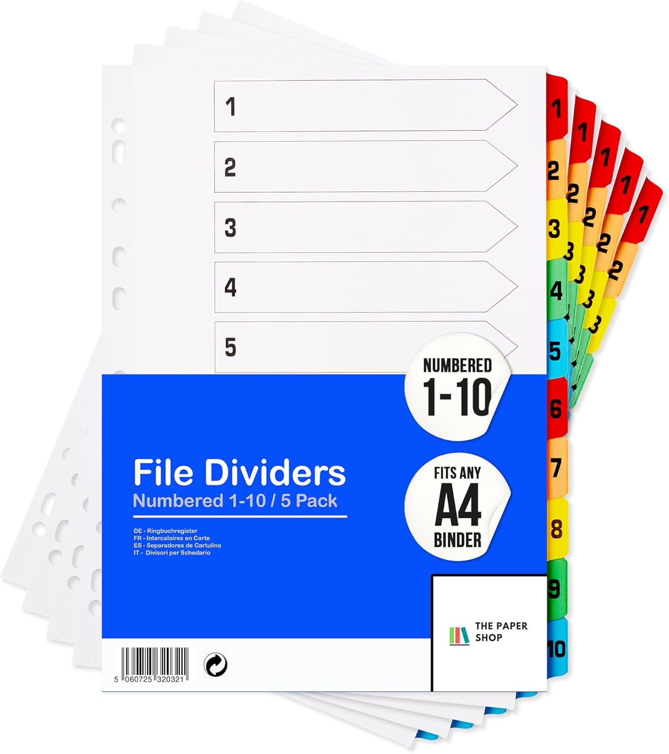 Binder Dividers with Tabs A4 10 Numbered | DIviders for 3 Ring Binder | for Organization Pages in 3 Ring Binder Dividers with tabs, Each Set Includes Tab Dividers - The Paper Shop (5)