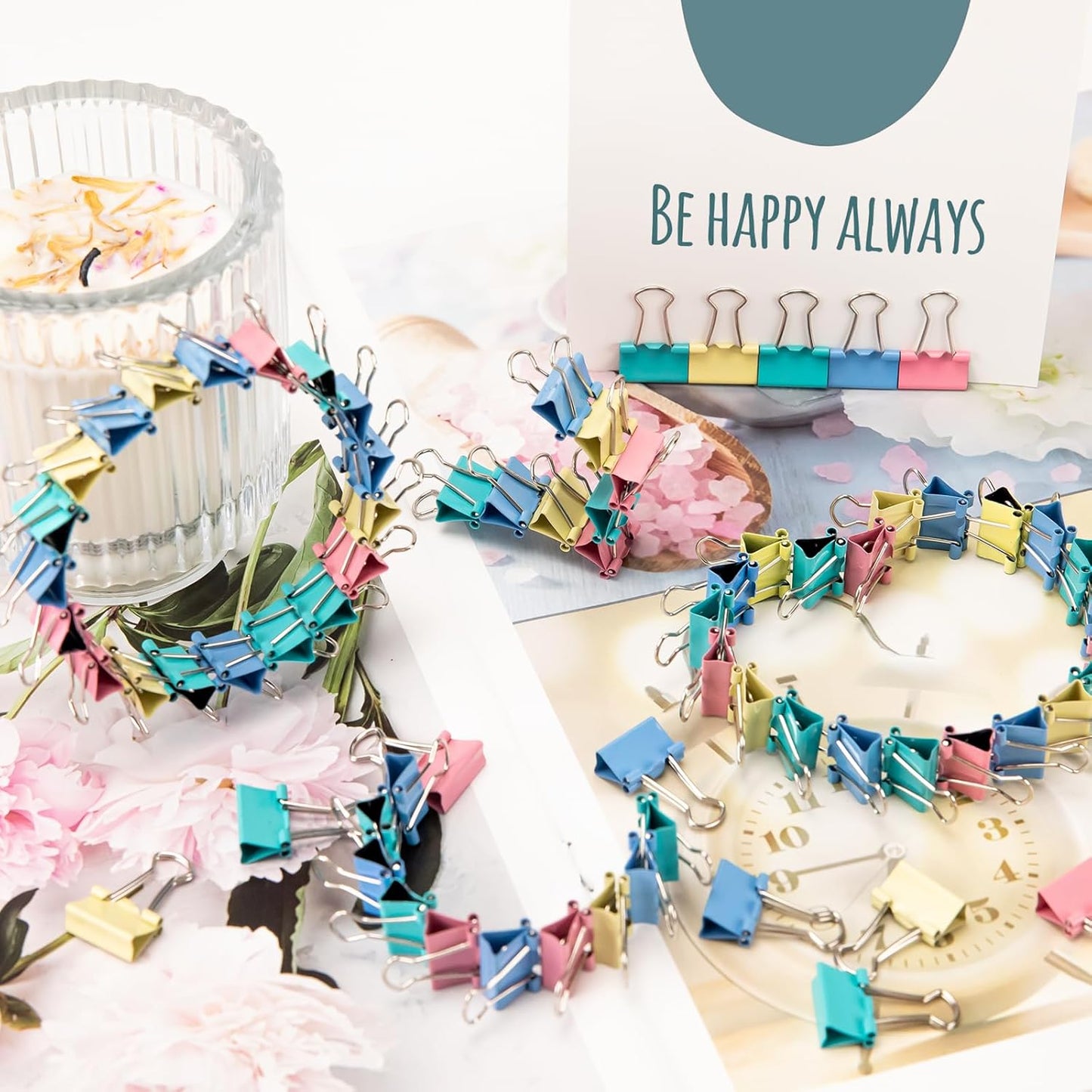 120 Pack Mini Binder Clips, Color Binder Clips, Small Paper Clips 15mm 5/8 Inch. Micro Size Office Clips for Home School Office and Business.