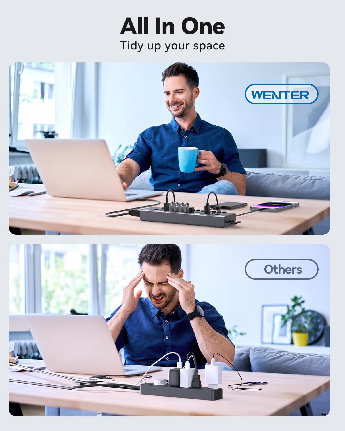 Powered USB 3.0 Hub, Wenter 13 Ports Powered USB Hub with SD/TF Card Reader, Aluminum USB Splitter with Individual On/Off Switches, 12V/3A 36W Power Adapter for PC/Laptops