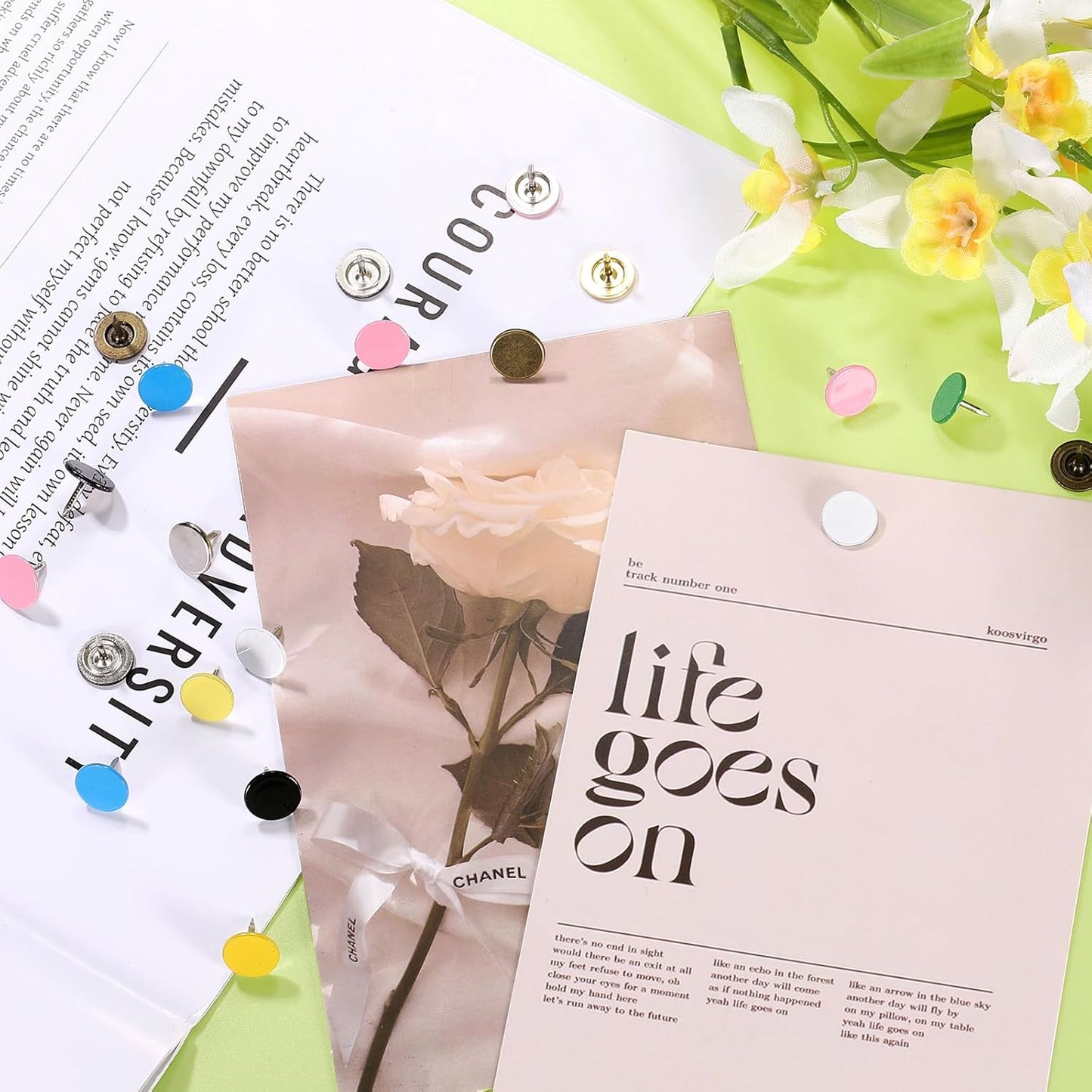 uxcell 150Pcs Upholstery Tacks, 11mmx10mm Flat Head Thumb Tack Decorative Furniture Nails Push Pins for Furniture Sofa Headboards, Light Yellow