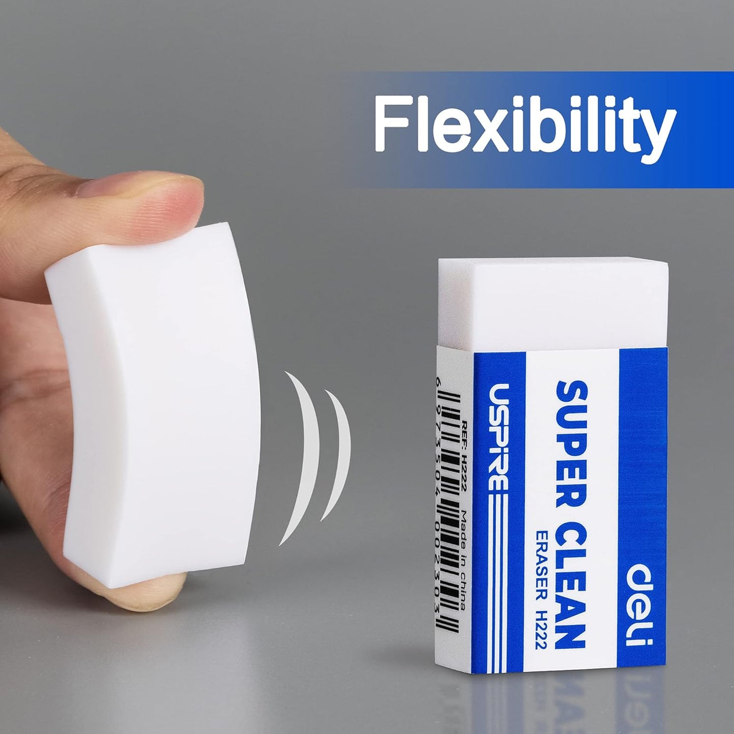 Deli Pencil Erasers, Pencil Eraser, 10 Pack, White Erasers, Erasers for Drawing, Kids, Artist, White, Large