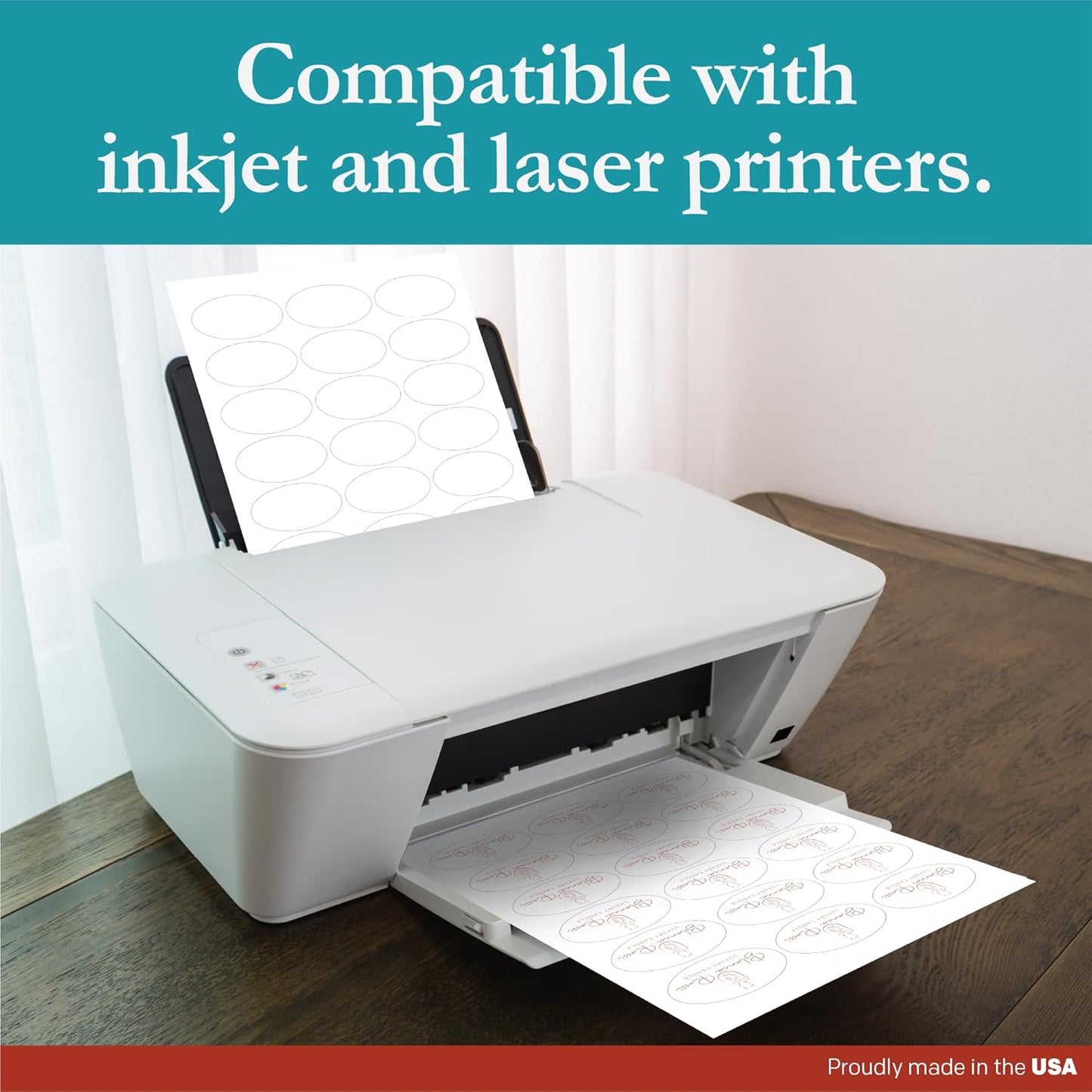 Premium Label Supply White Sticker Oval Labels – 2.5" x 1.5" Oval – Laser/Inkjet Compatible – (18 per Sheet), 100 Sheets – 1,800 Total Adhesive Labels