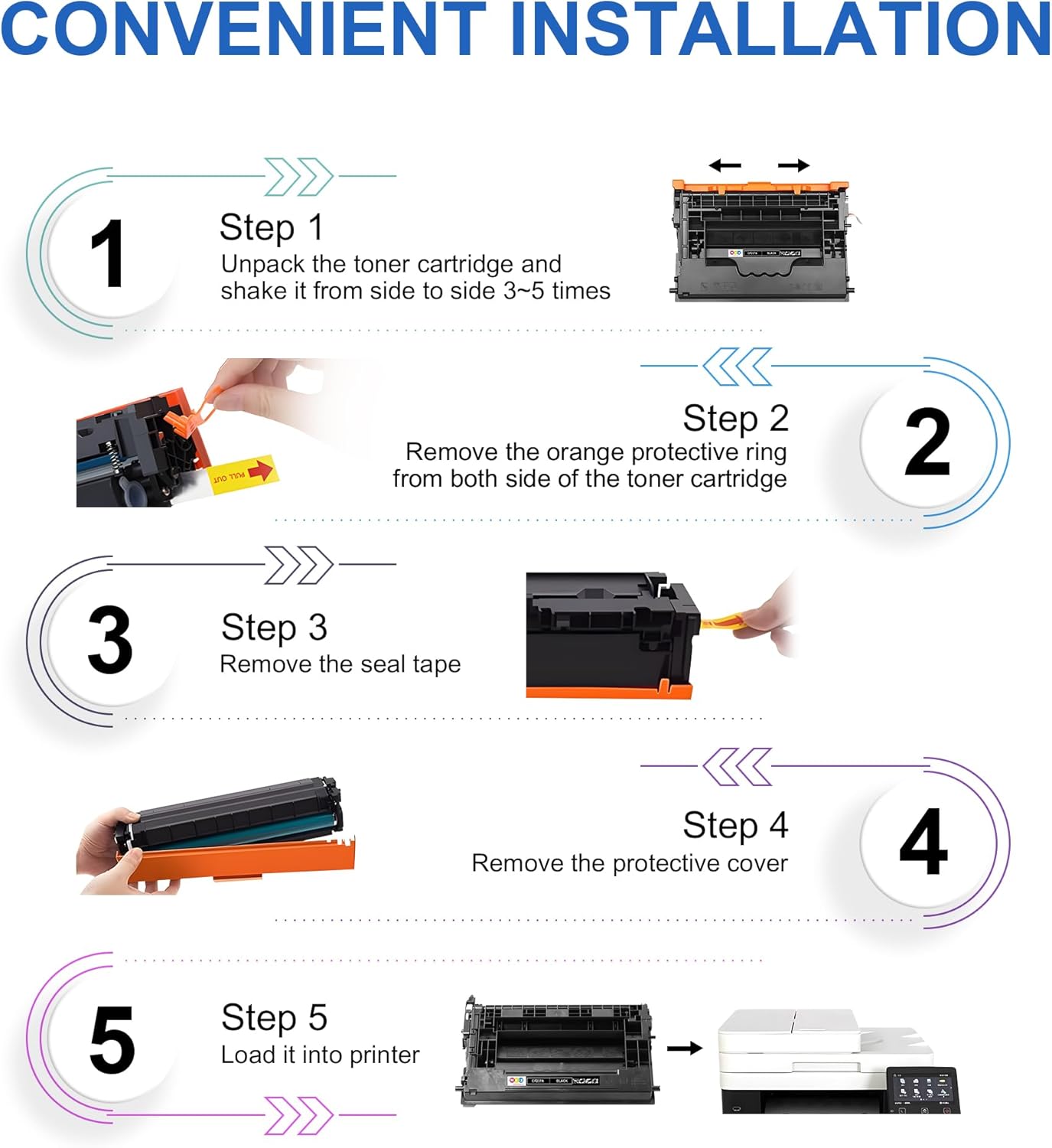 37A Toner Cartridges Black CF237A(with Chip) Compatible for 37A Toner Cartridges Work for Enterprise M607n M608dn M609 M608n M607dn M608x M609x MFP M632 M631 M631h M633fh Printer (Black, 1 Pack)