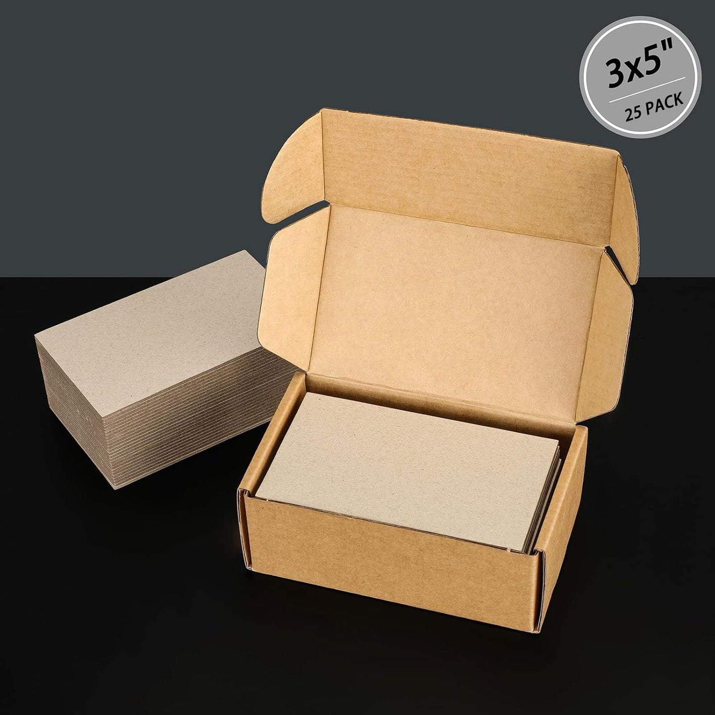 25 Pcs Book Board, Binder Board, Cover Board, Heavy Duty Chipboard for Book Binding, DIY Cardboard (Gray, 3 x 5 Inch 80PT)