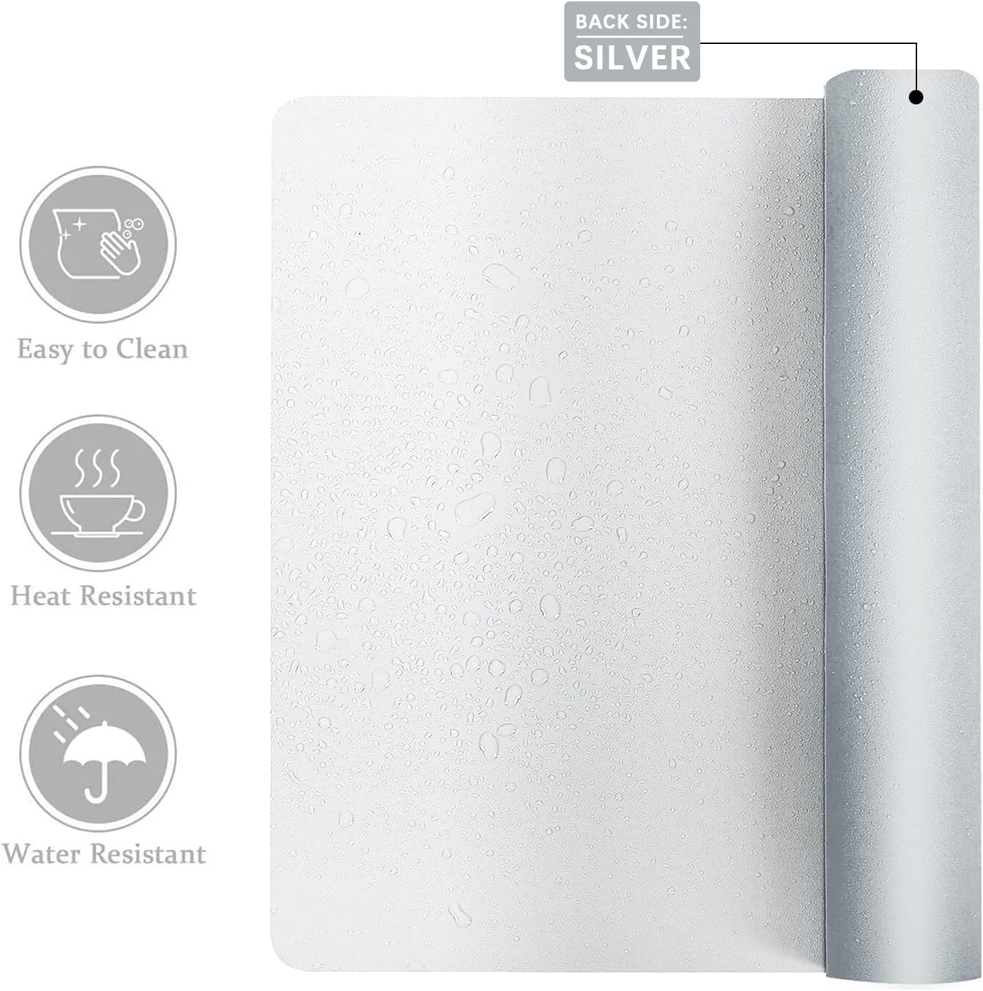 Aothia Double-Sided PU Leather Desk Pad - Non-Slip Large Mouse Pad & Desk Mat for Office, Home - Waterproof, Easy to Clean, Durable Dual-Sided Surface (23.6"x13.7", White)