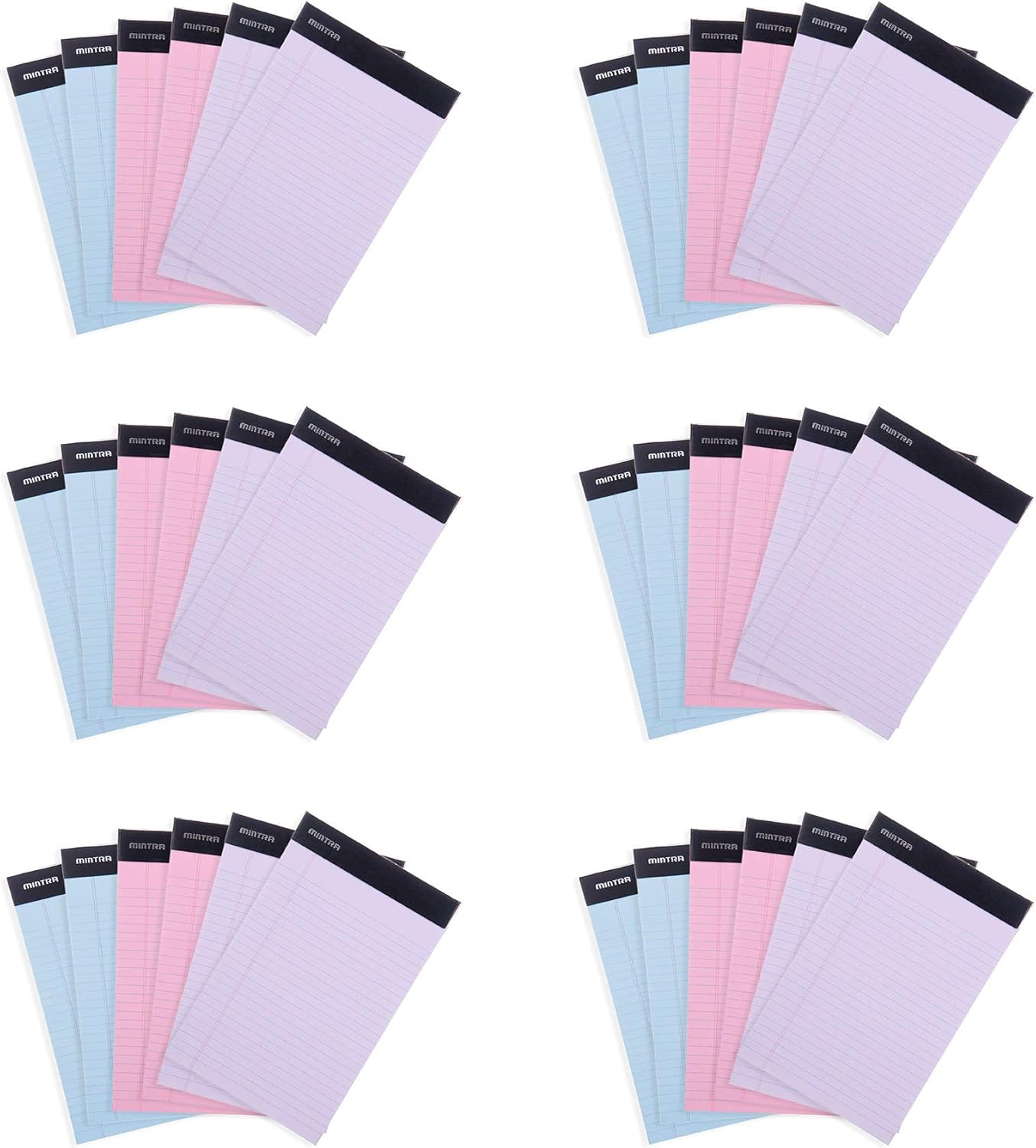 Mintra Office Legal Pads, ((xBasic, 8.5in x 11in, Narrow (Pastel), 36pk (6-6pks))