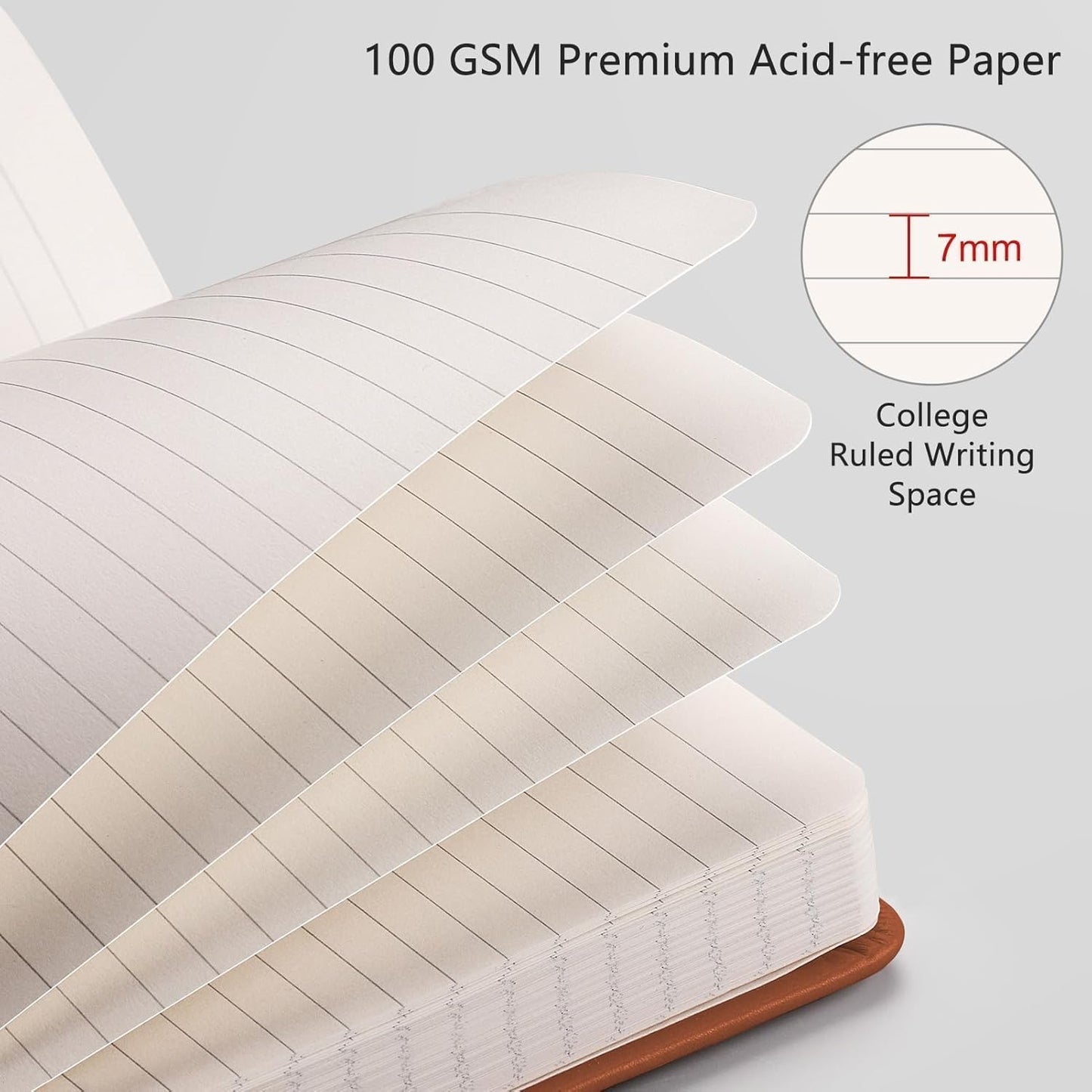 RETTACY Lined Journal Notebook, 2-Pack, 192 Numbered Pages per Pack, A5 Medium Size (5.7'' x 8.3''), for Men & Women, Writing, Work, Leather Hardcover, 100 GSM Thick Paper (Black & Brown)