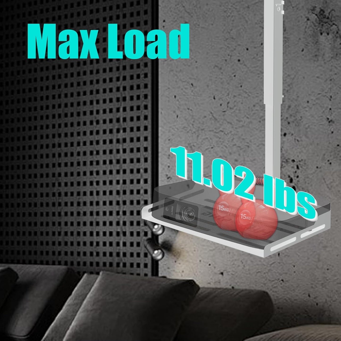 Universal Projector Ceiling Mount with Tray, Projector Wall Mount Hidden Cable Routing, Height Adjustable up to 22.8 inches, Holds up to 11 lbs, Ideal for Home Theater and Office - White