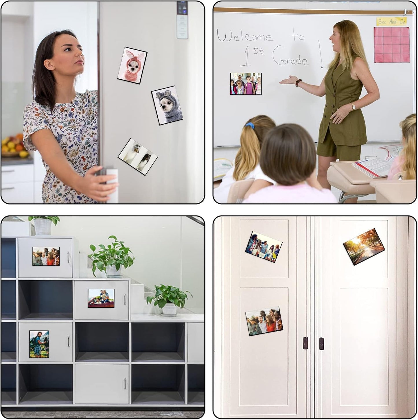 Magnetic Picture Frame 2.5X3.5,Black 10 Pieces,Wallet Size Photo Magnets Sleeves for Refrigerator